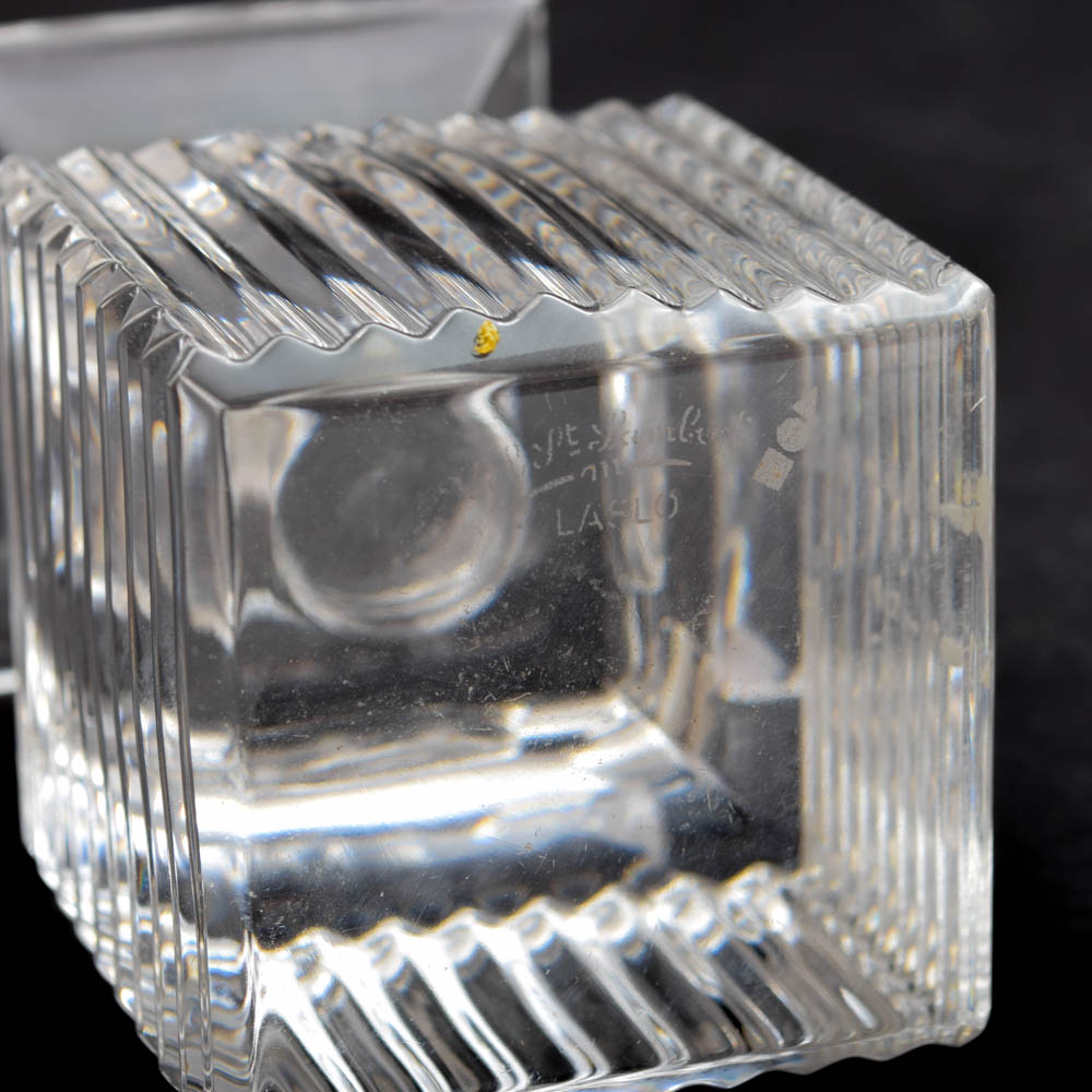 Val St. Lambert "Metropolis" Candle Holders Designed by Larry Laslo