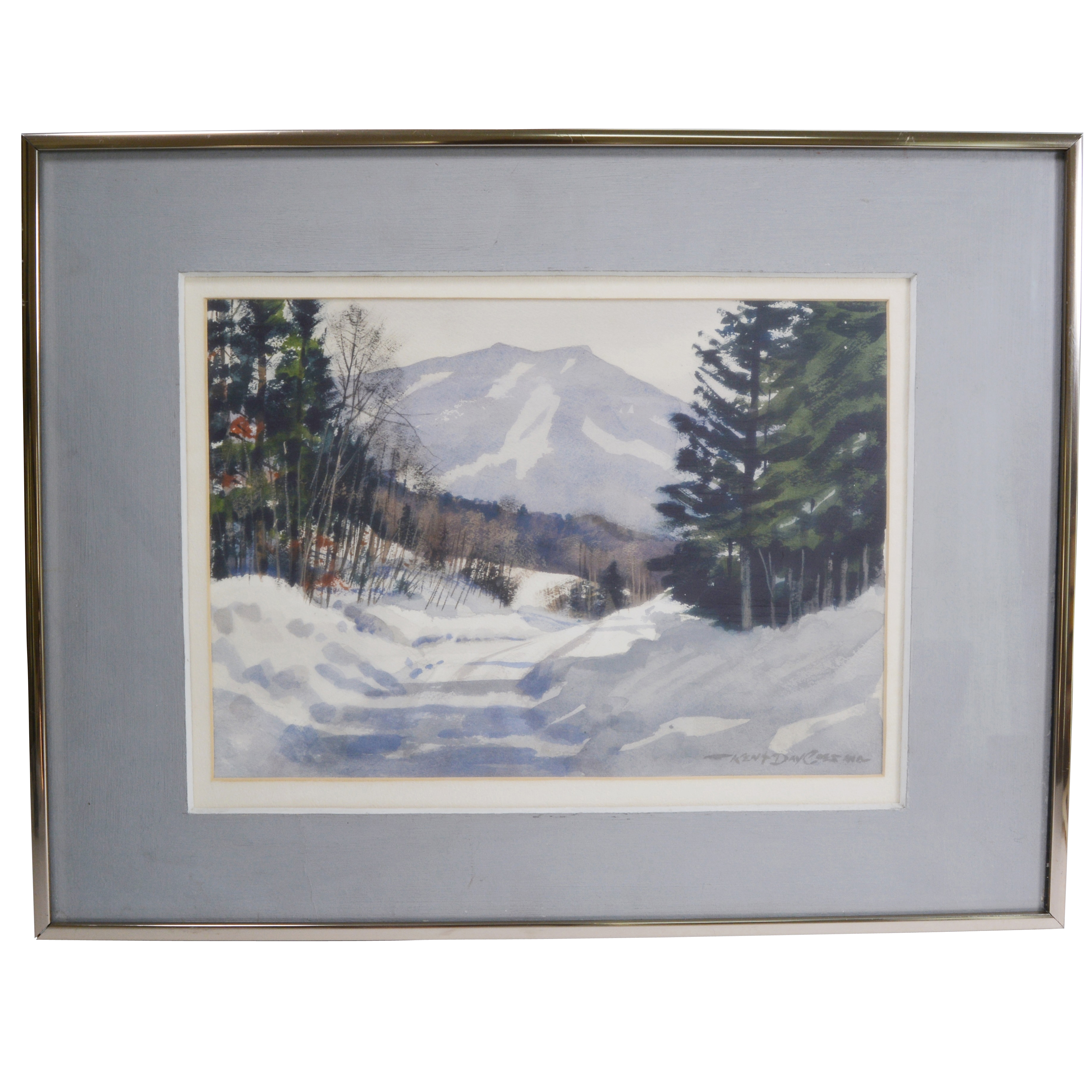 Kent Day Coes Original Watercolor of Snow Covered Road