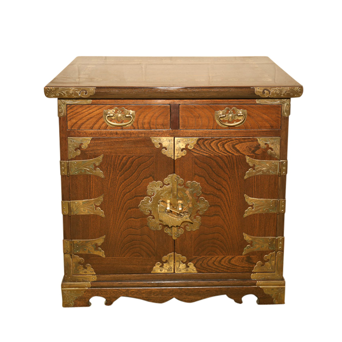 Vintage Korean Figured Hardwood Side Cabinet by Yu Sung Furniture Co., Inc.