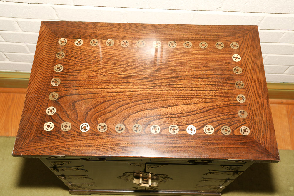 Vintage Korean Figured Hardwood Side Cabinet by Yu Sung Furniture Co., Inc.