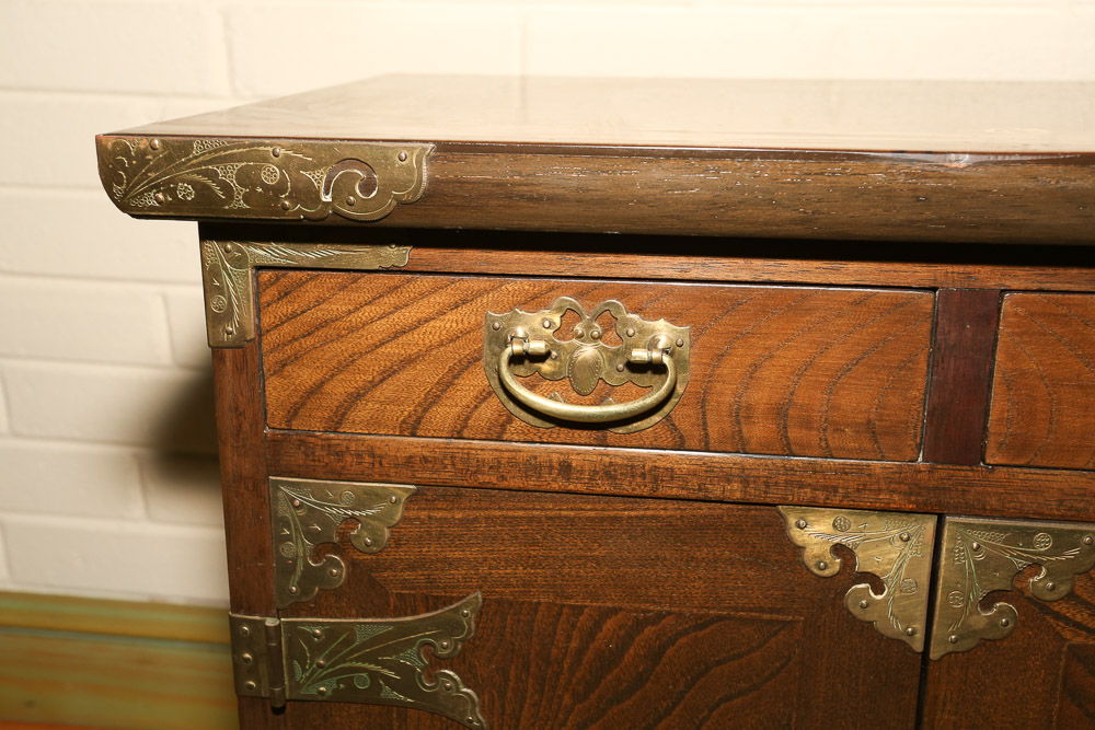 Vintage Korean Figured Hardwood Side Cabinet by Yu Sung Furniture Co., Inc.