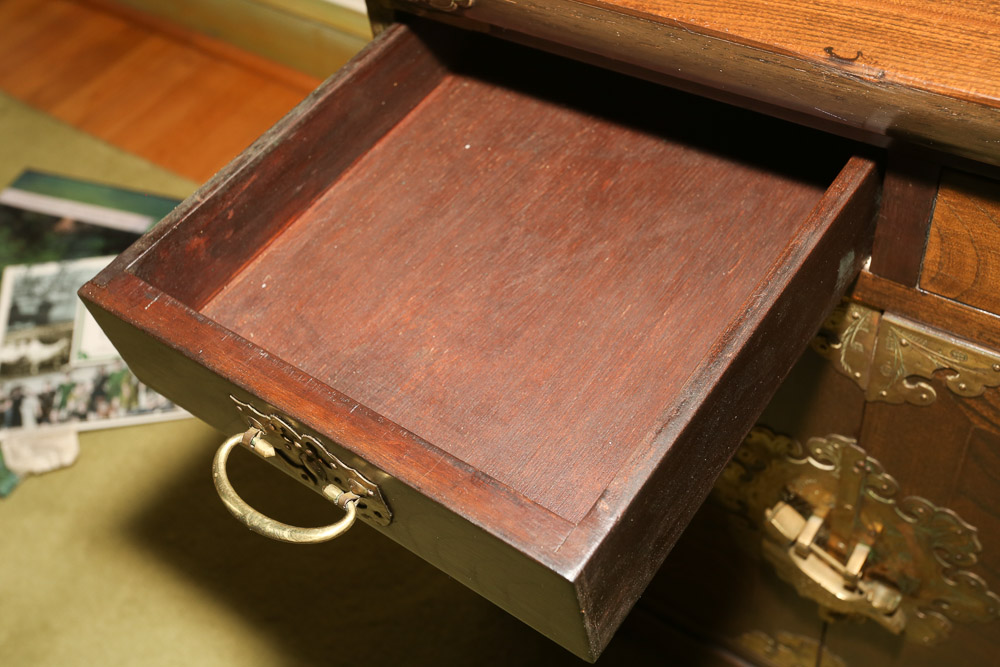 Vintage Korean Figured Hardwood Side Cabinet by Yu Sung Furniture Co., Inc.