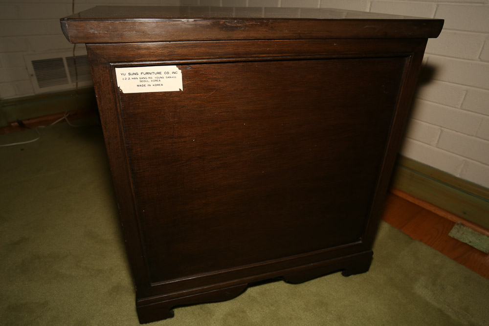 Vintage Korean Figured Hardwood Side Cabinet by Yu Sung Furniture Co., Inc.
