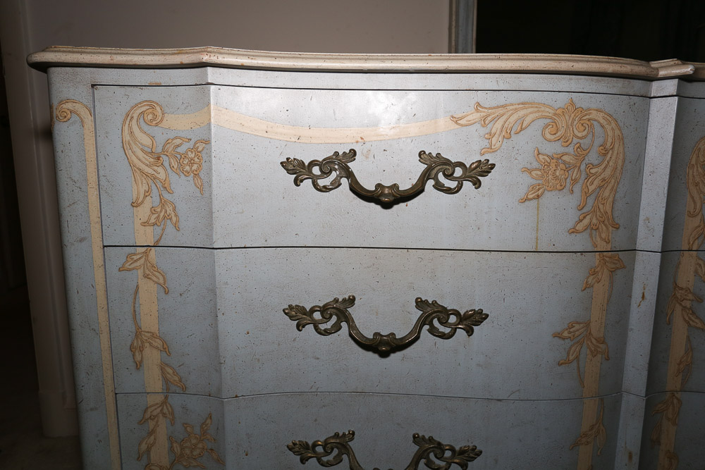 Vintage French Provincial Style Painted Dresser with Mirror by John Widdicomb