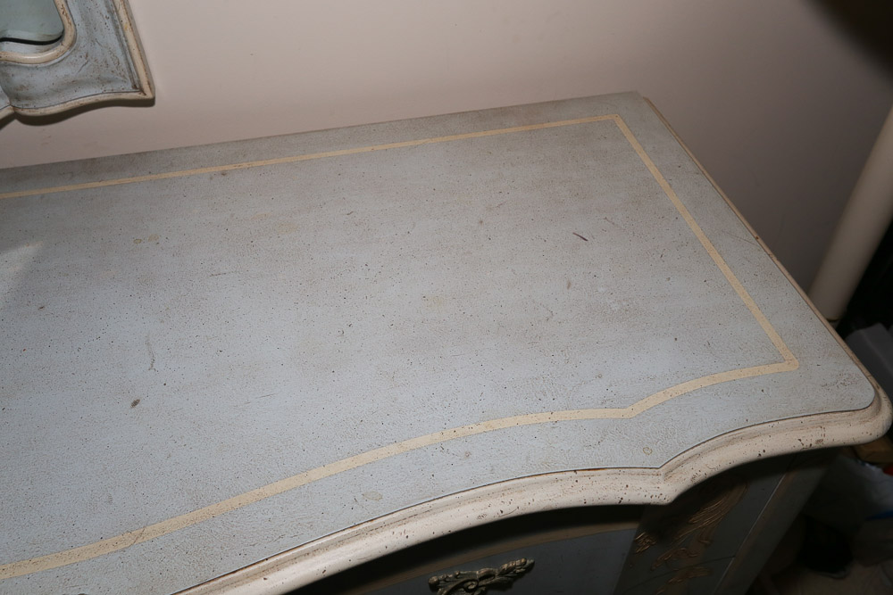 Vintage French Provincial Style Painted Dresser with Mirror by John Widdicomb