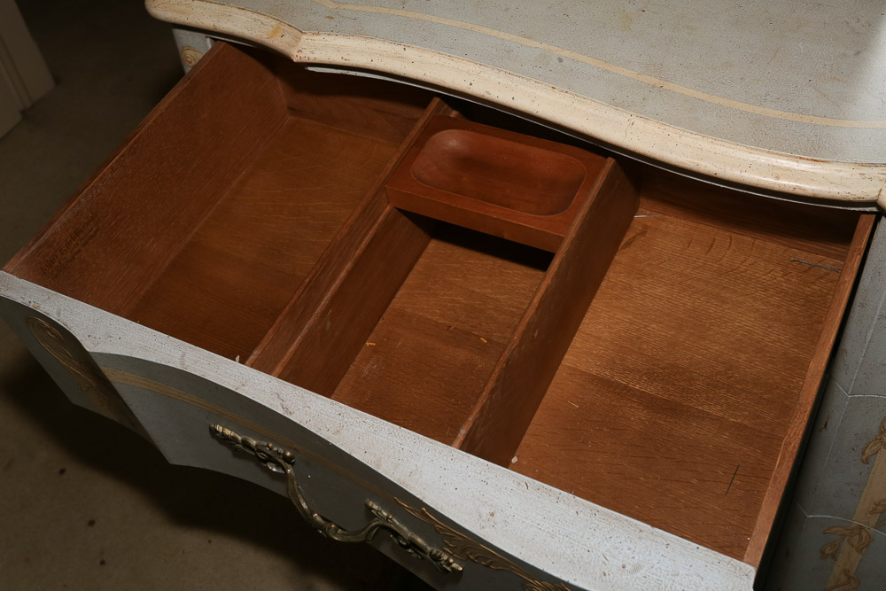 Vintage French Provincial Style Painted Dresser with Mirror by John Widdicomb