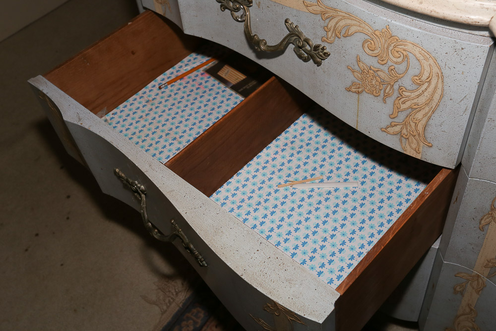 Vintage French Provincial Style Painted Dresser with Mirror by John Widdicomb