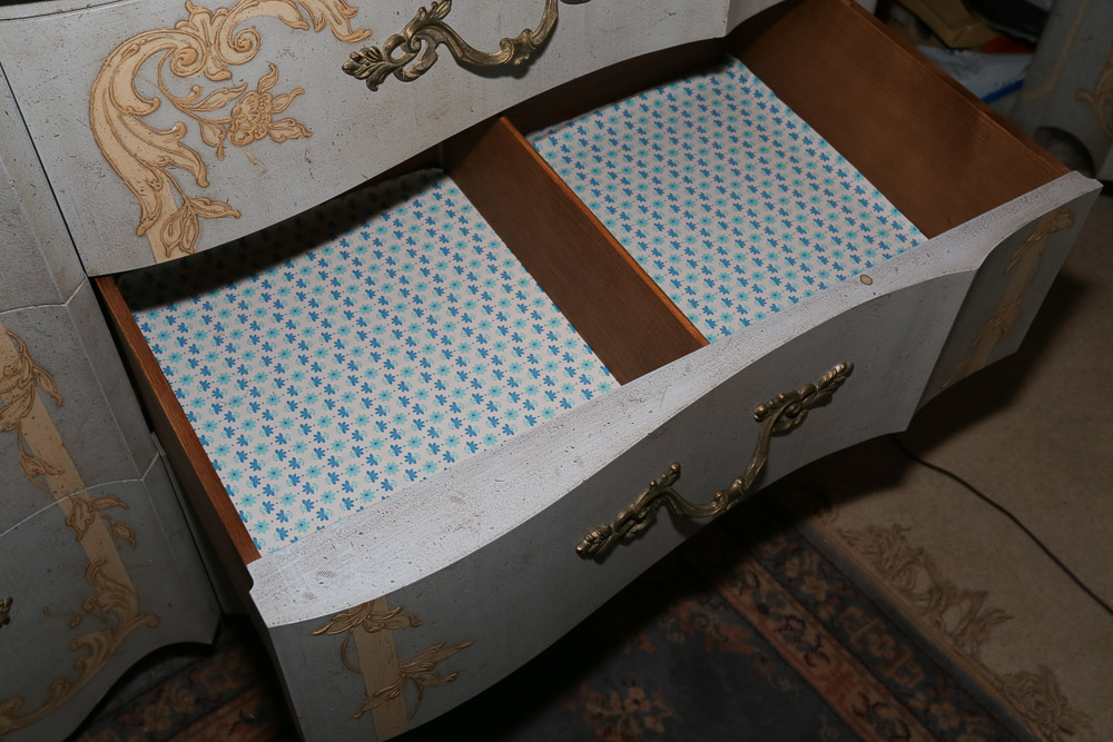 Vintage French Provincial Style Painted Dresser with Mirror by John Widdicomb