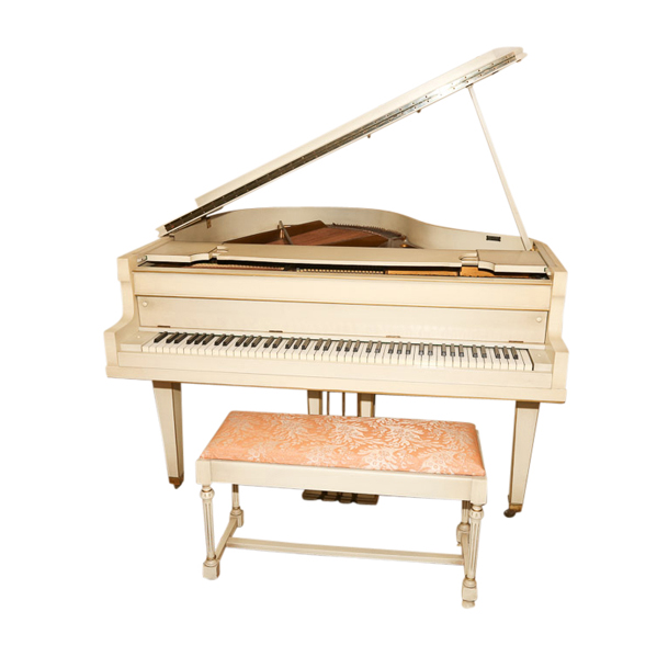 Vintage Bush & Gerts Piano Company Painted Wood Baby Grand Piano with Bench