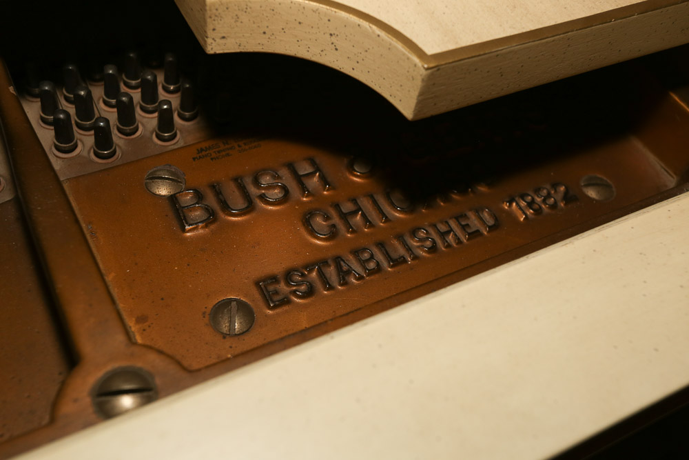 Vintage Bush & Gerts Piano Company Painted Wood Baby Grand Piano with Bench