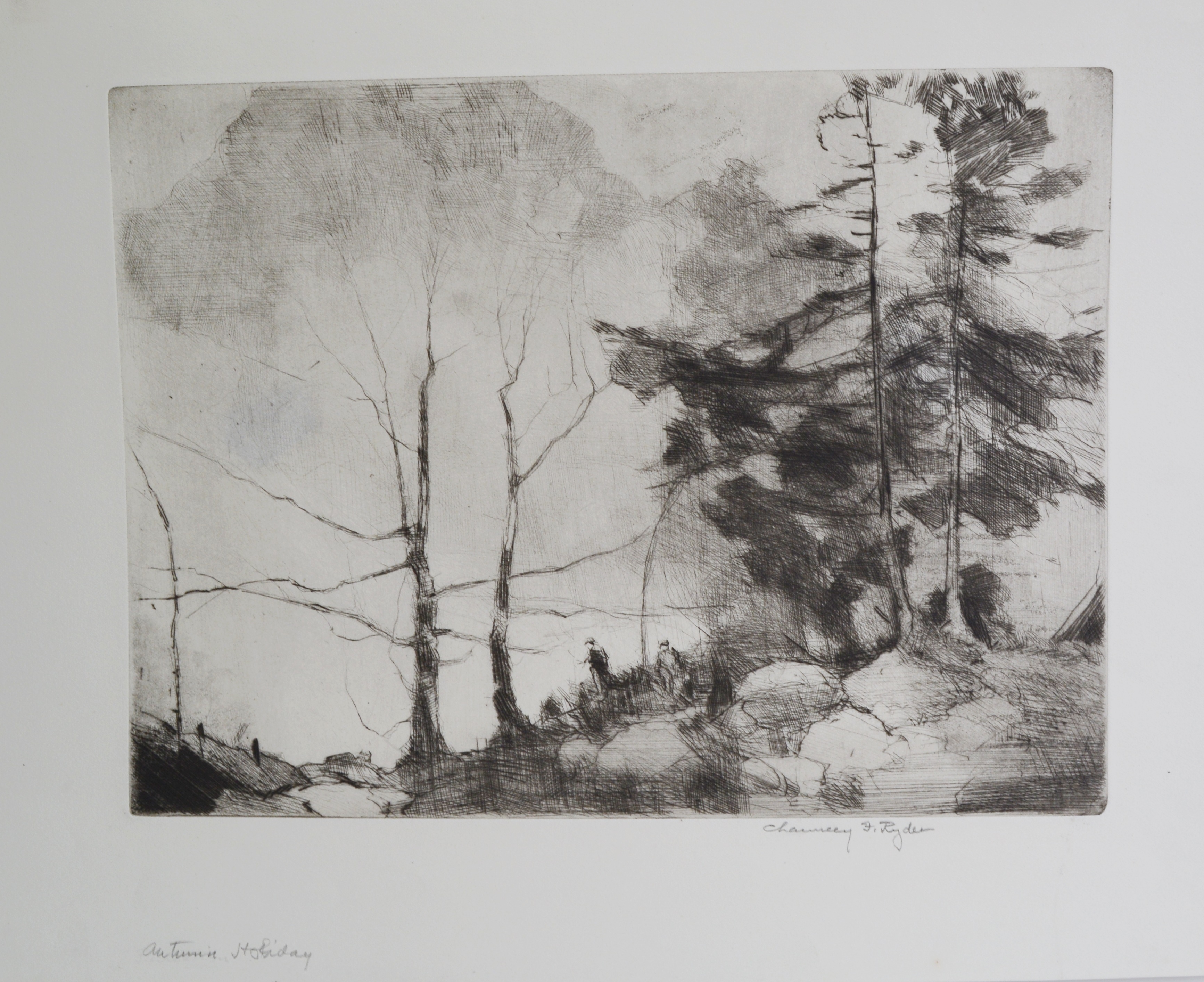 Chauncey Foster Ryder Etching "Autumn Holiday"