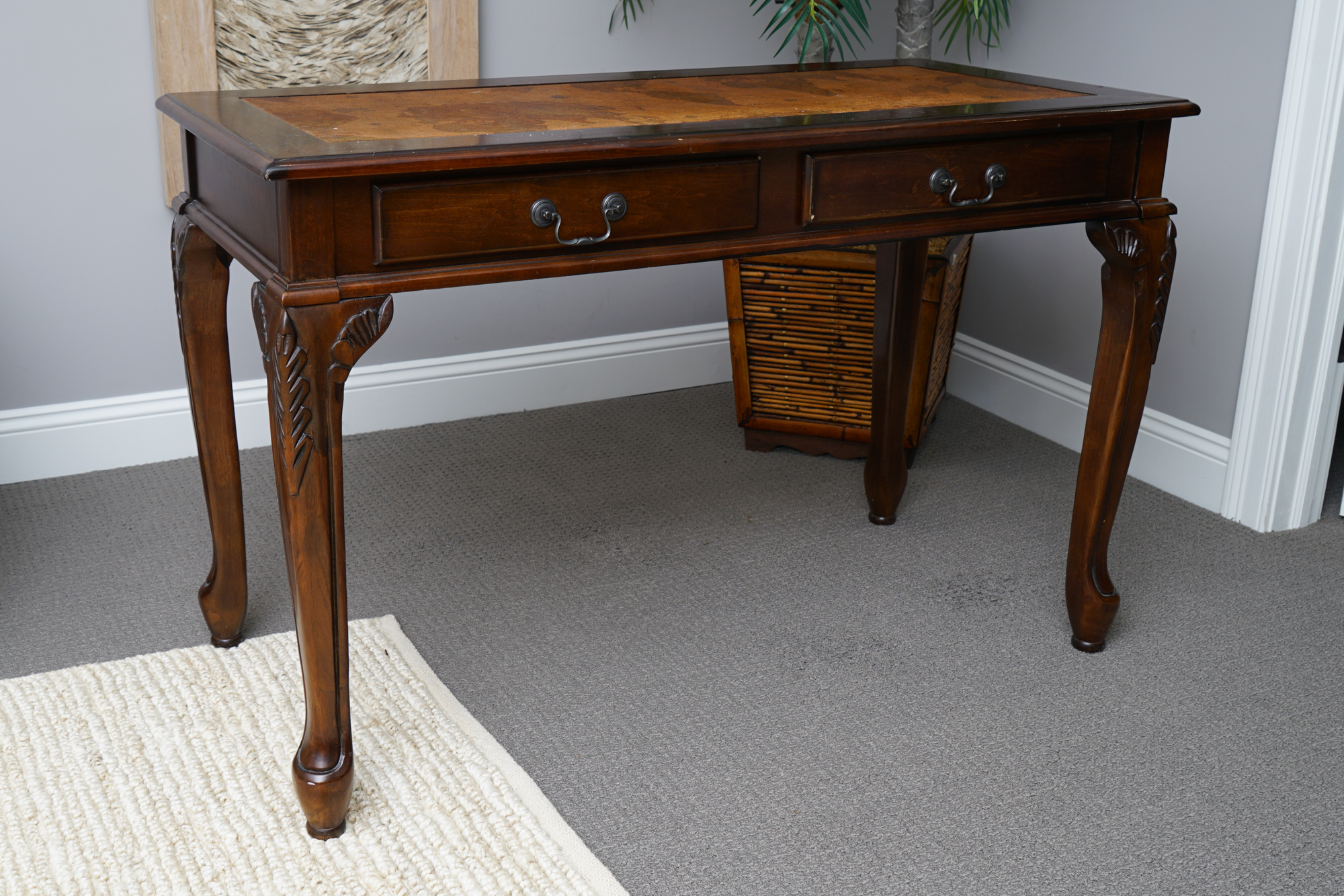 Chippendale Style Desk with Map Motif and Chair