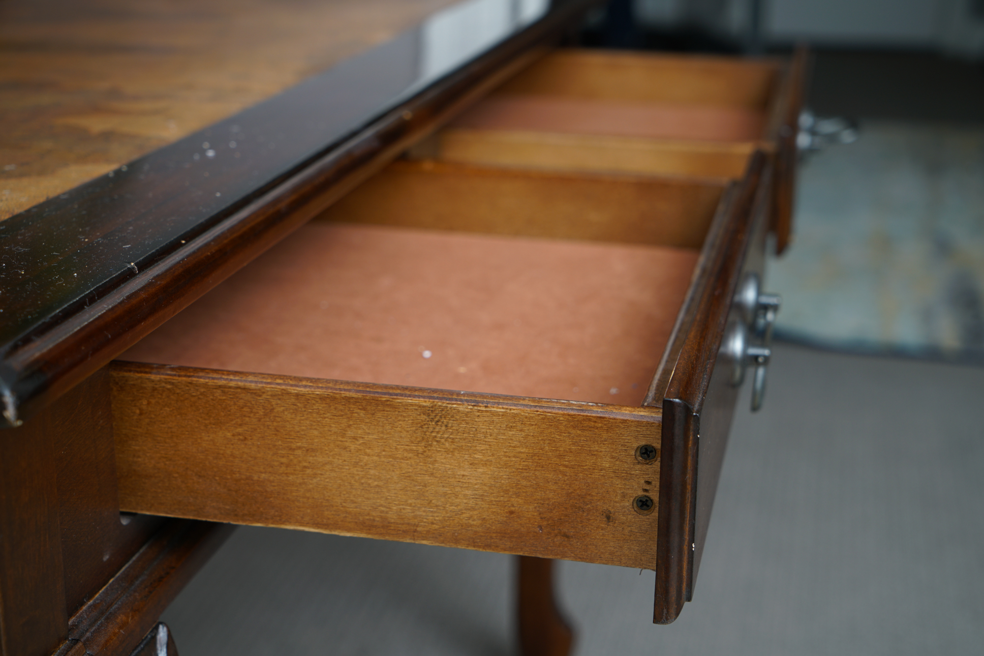 Chippendale Style Desk with Map Motif and Chair