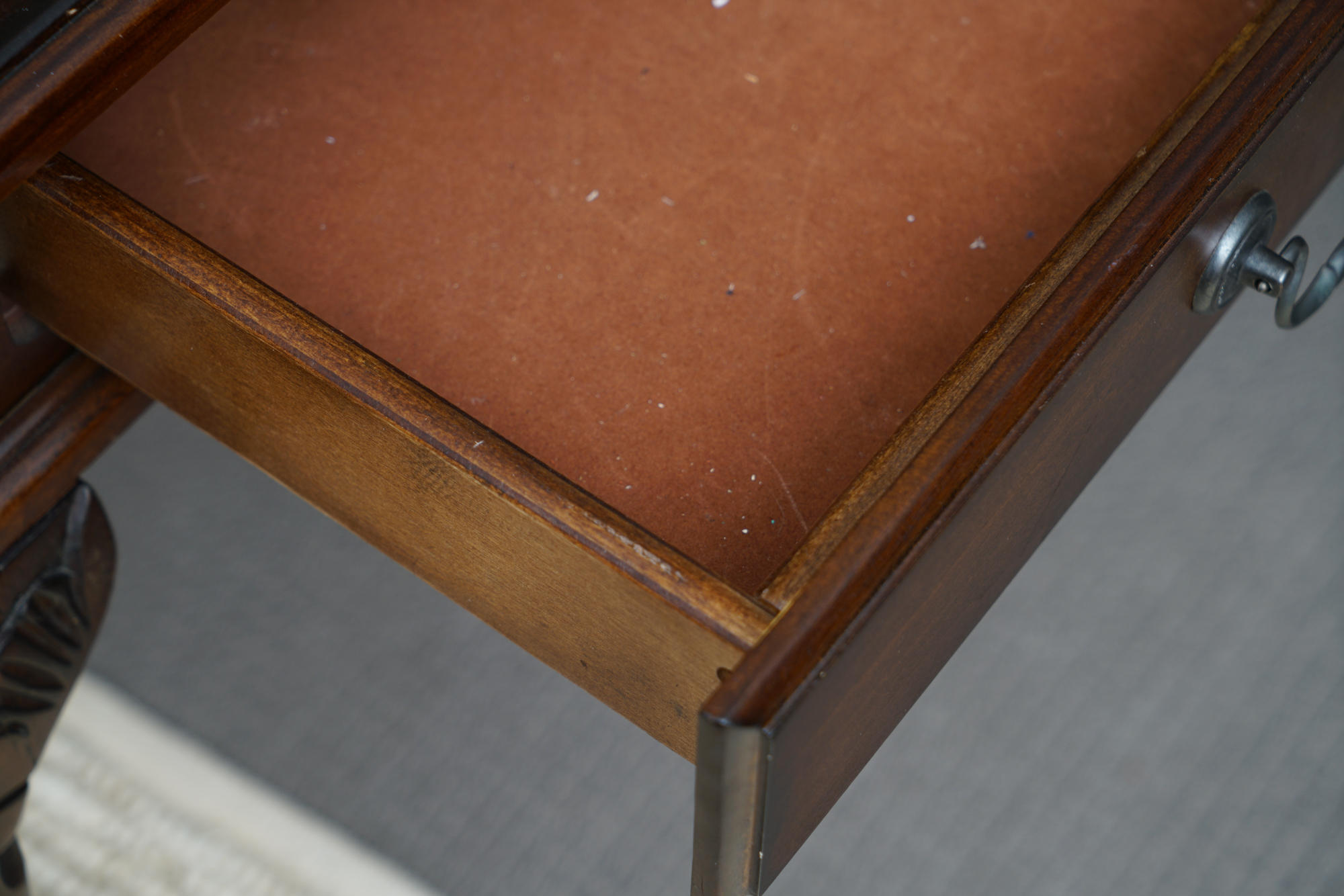 Chippendale Style Desk with Map Motif and Chair