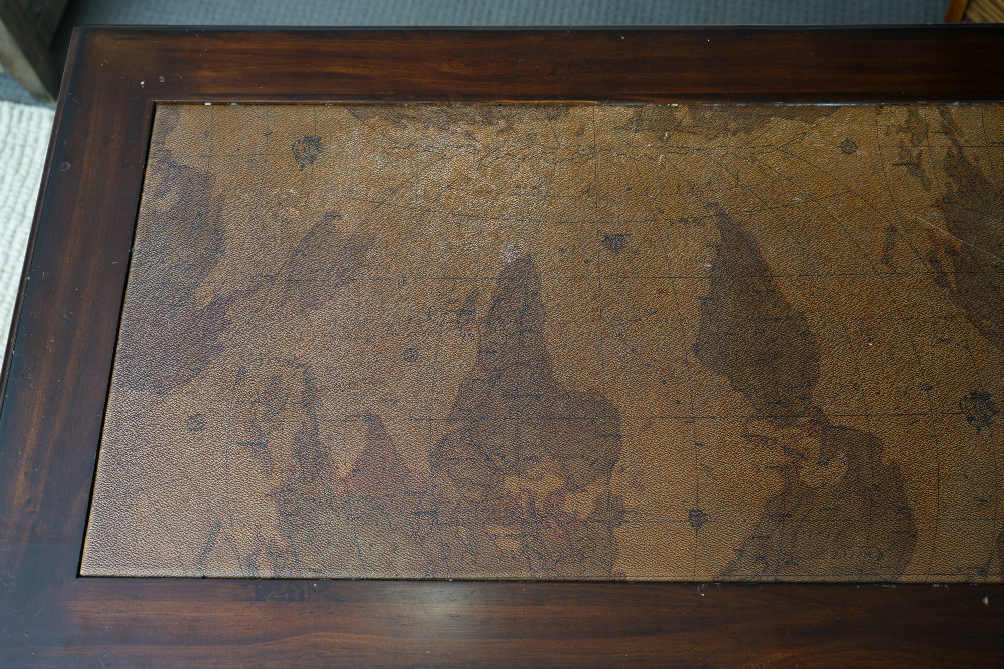 Chippendale Style Desk with Map Motif and Chair