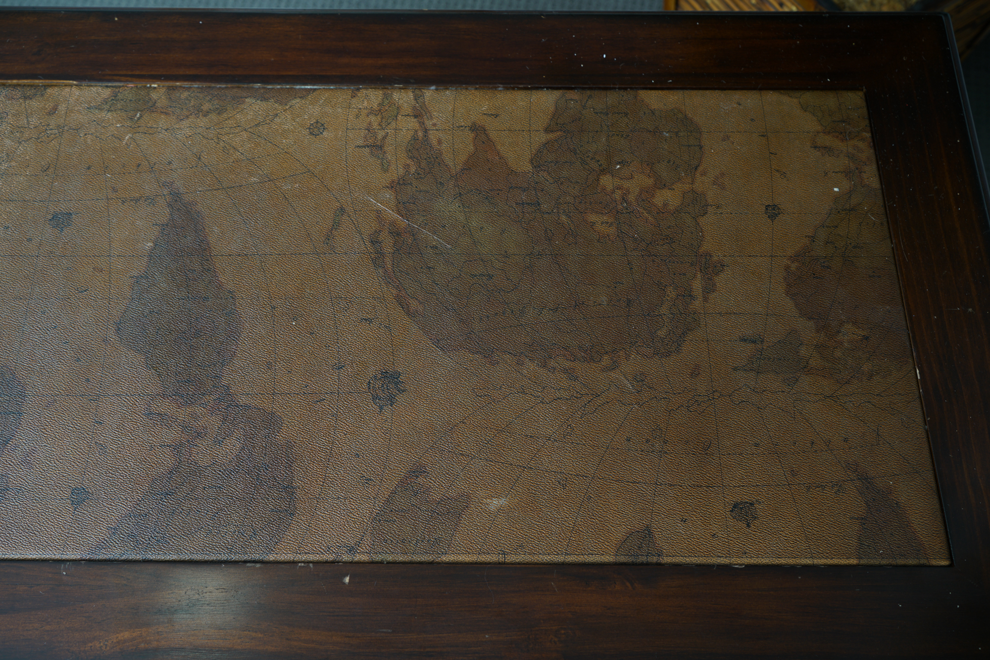 Chippendale Style Desk with Map Motif and Chair