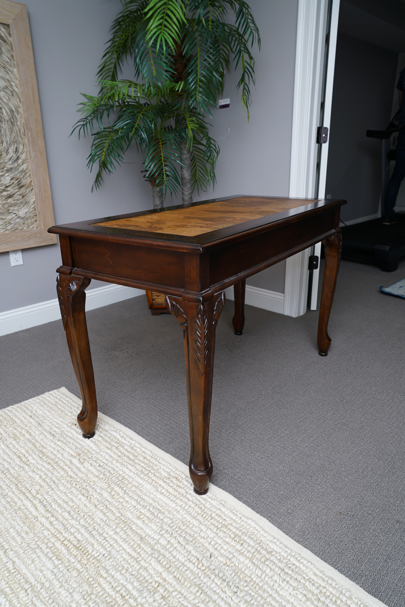 Chippendale Style Desk with Map Motif and Chair