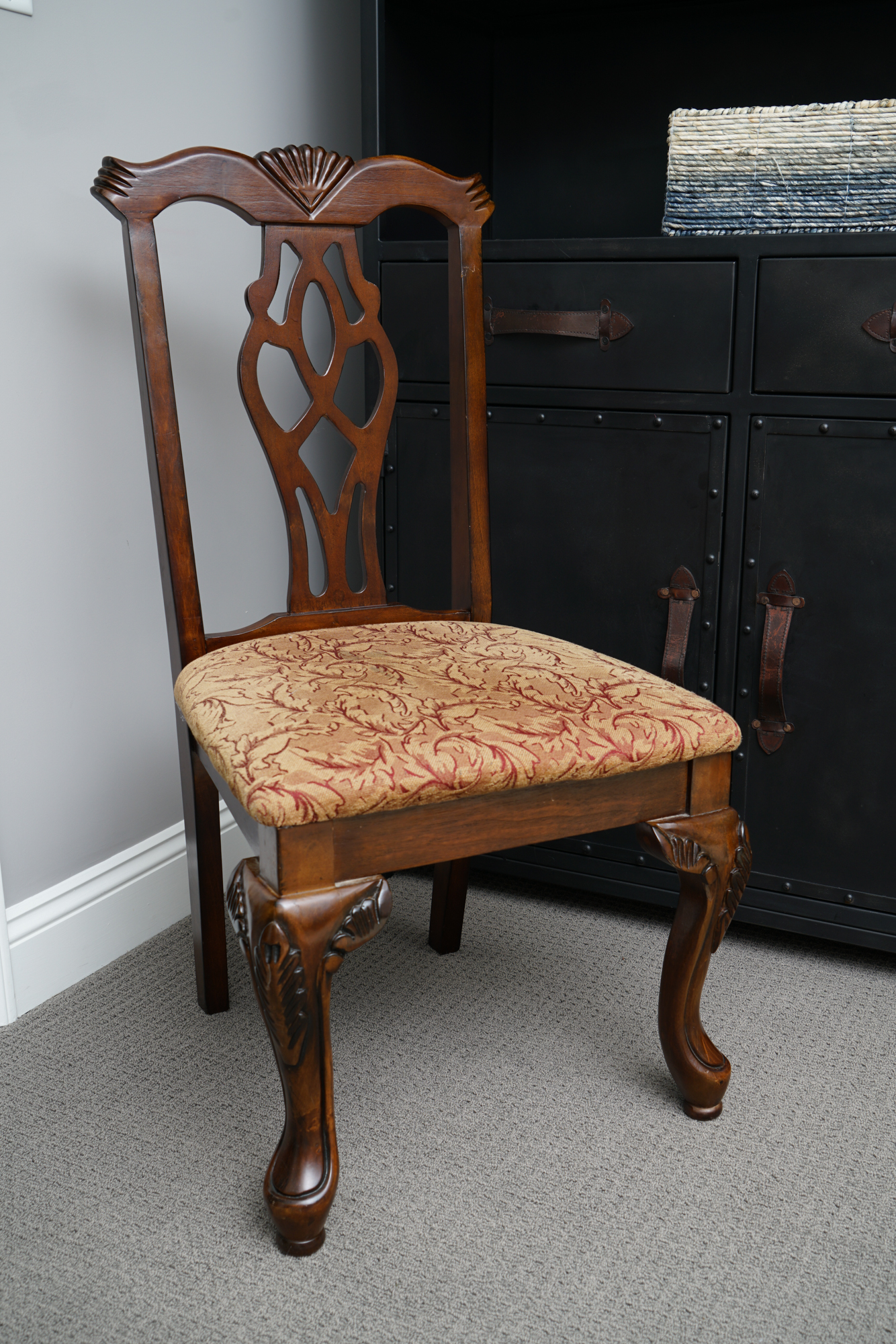 Chippendale Style Desk with Map Motif and Chair