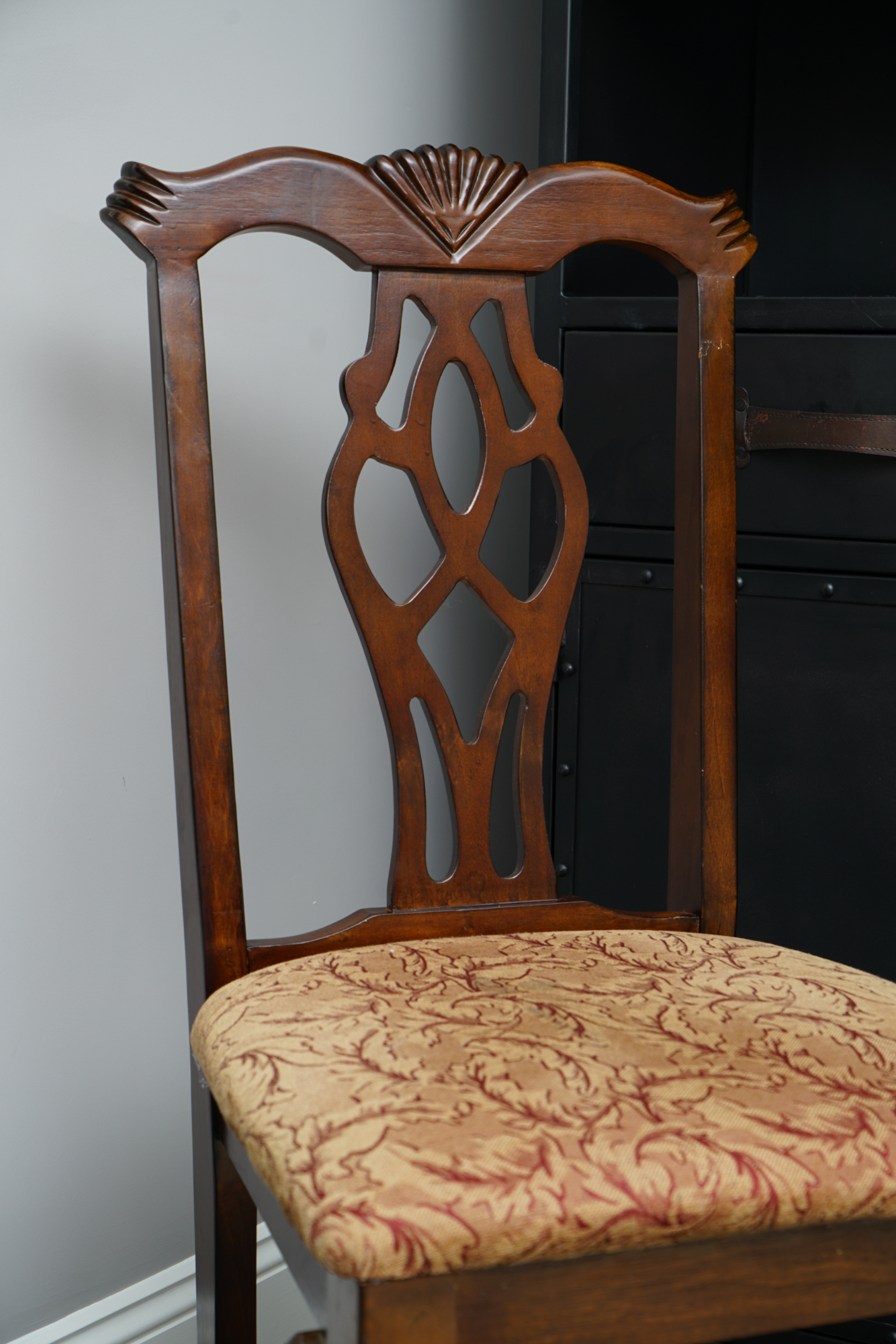 Chippendale Style Desk with Map Motif and Chair
