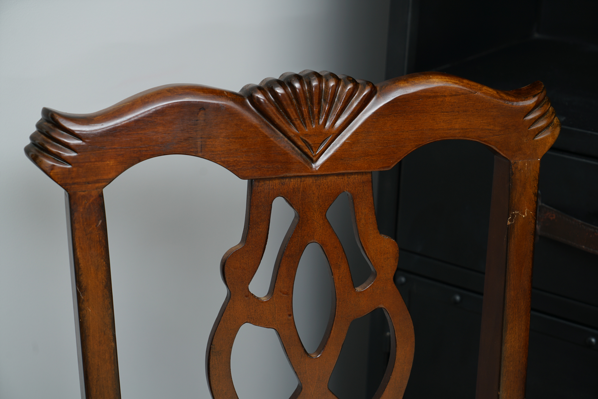 Chippendale Style Desk with Map Motif and Chair