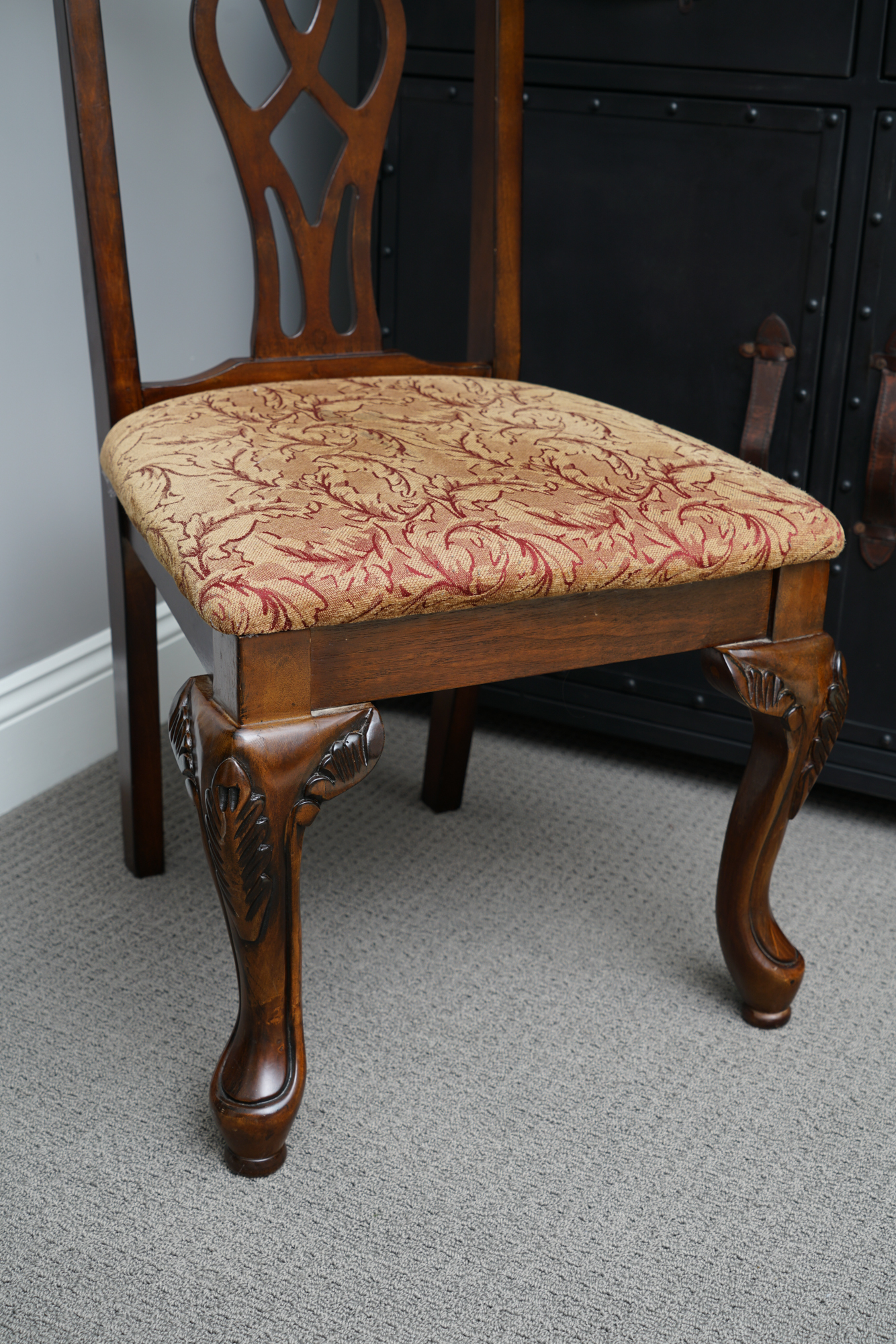 Chippendale Style Desk with Map Motif and Chair