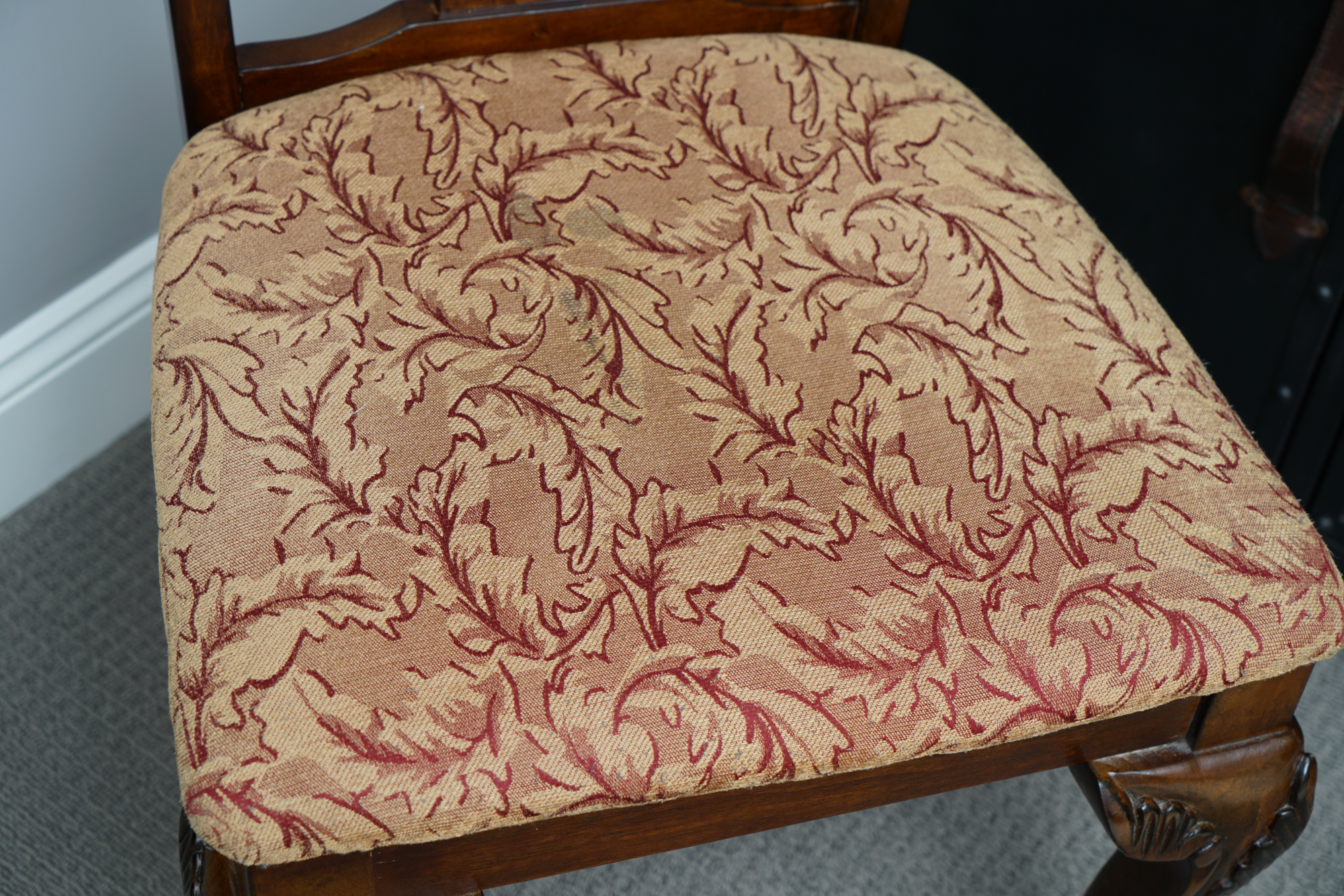 Chippendale Style Desk with Map Motif and Chair