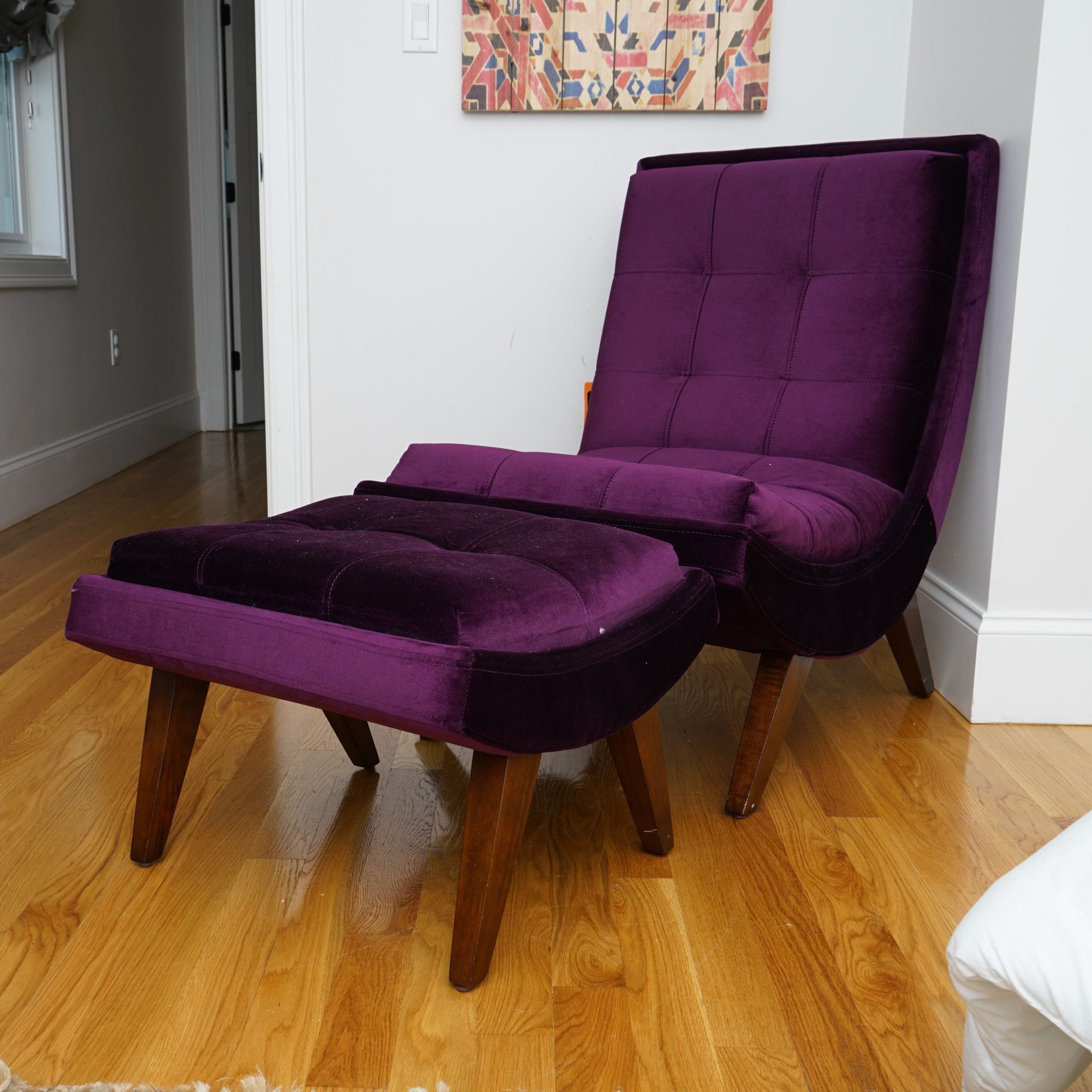 Modern Purple Lounge Chair with Ottoman