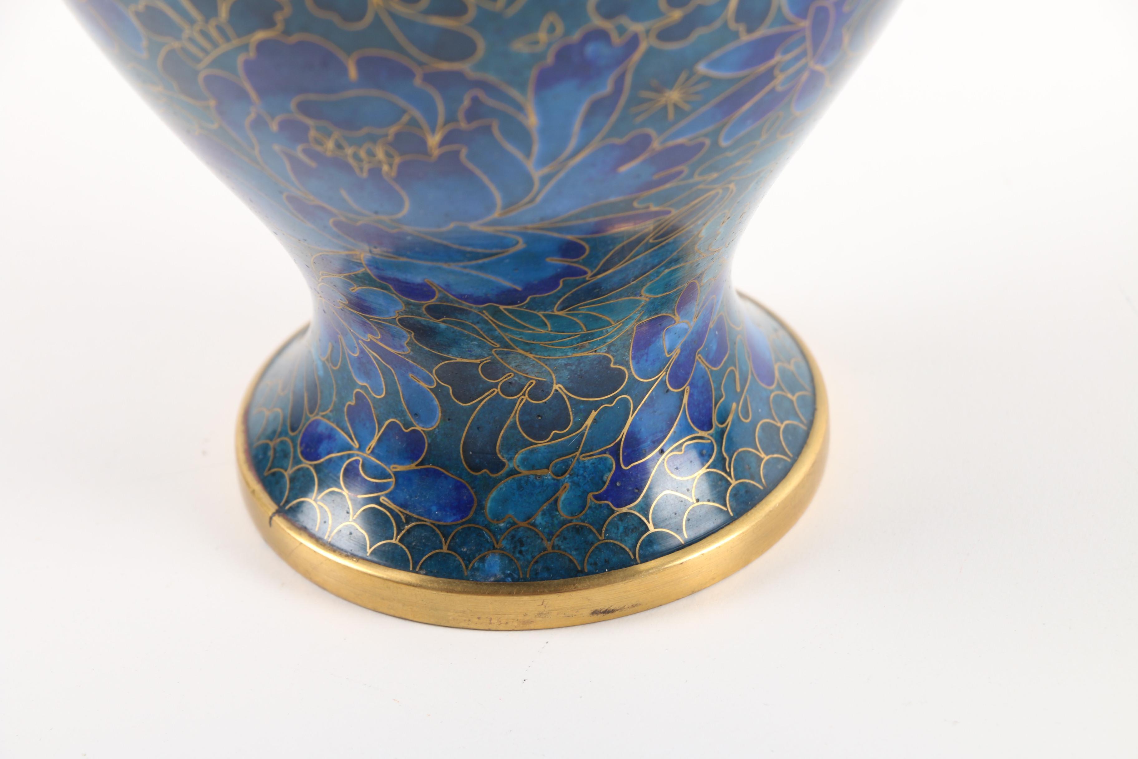 Chinese Jingfa Cloisonné Floral Motif Brass Vase