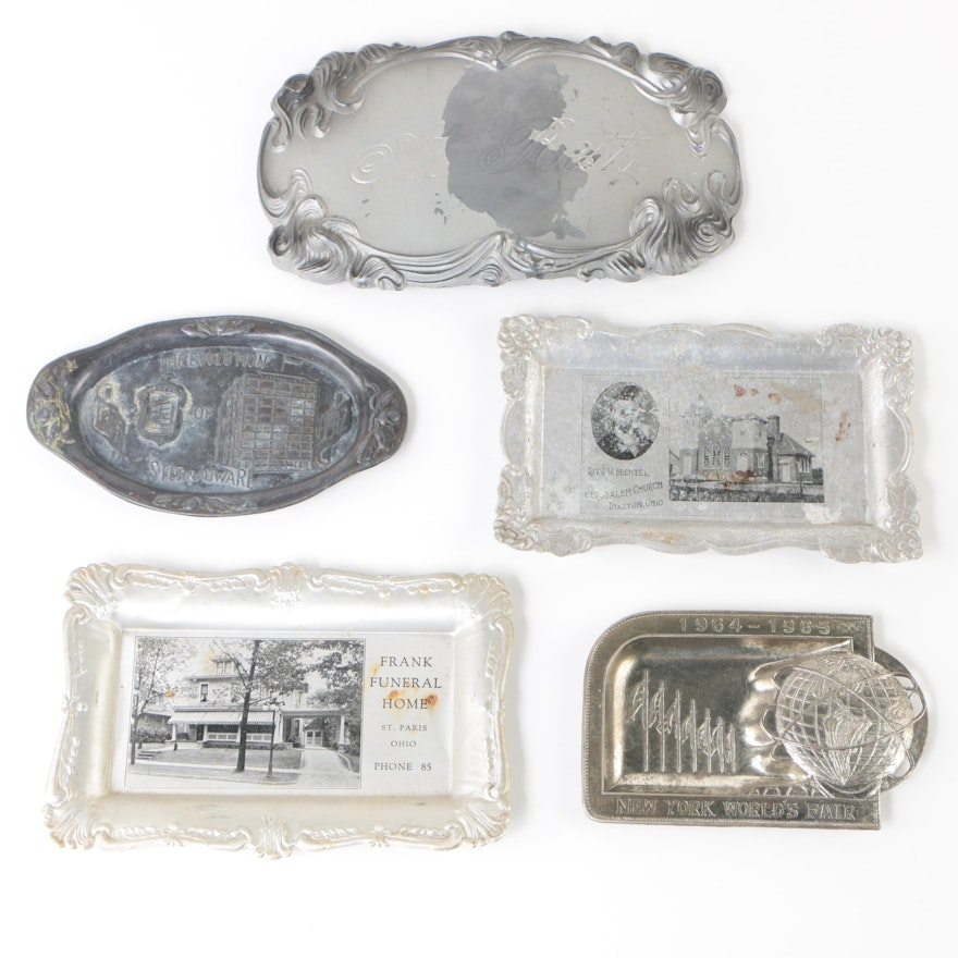 Vintage Aluminum Advertising Trays, 1964-1965 World's Fair Tray and More