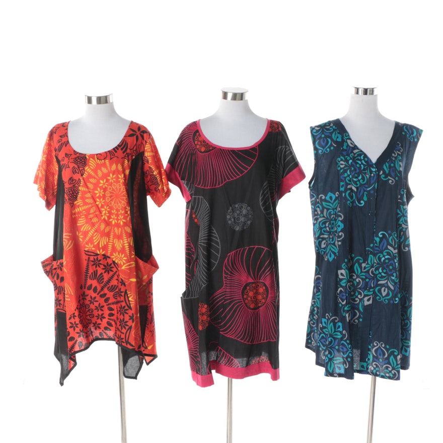 Aller Simplement Patterned Tunic Dresses