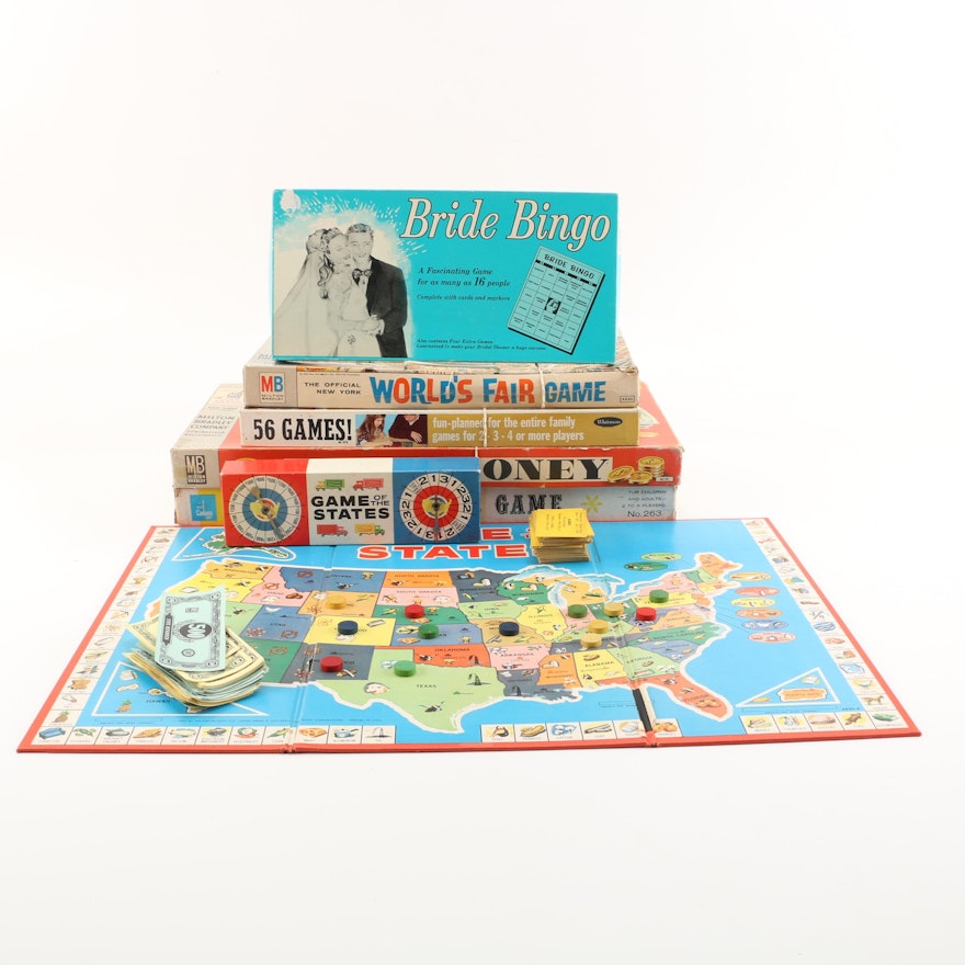 Vintage Board Games including "Game of the States"