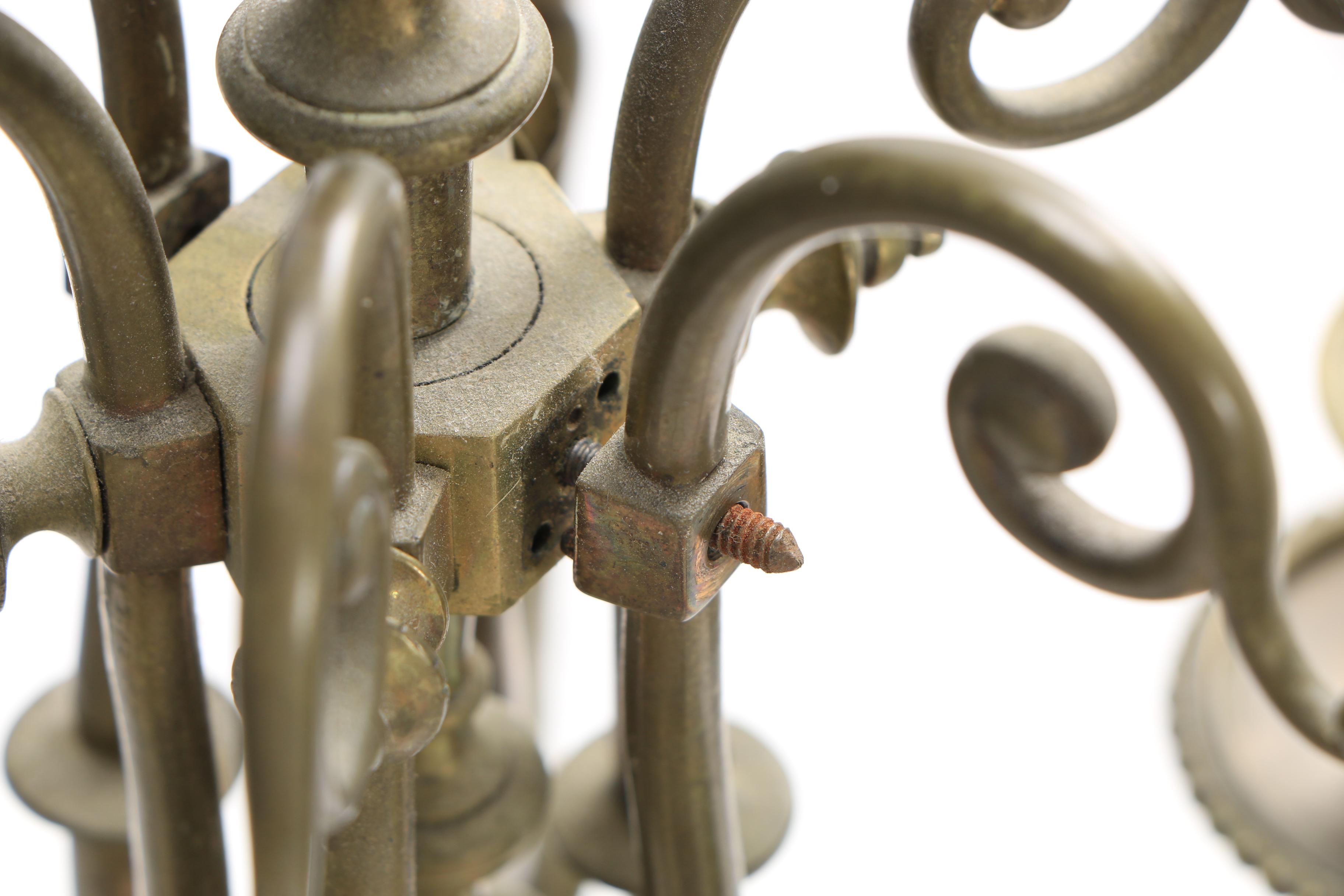 Vintage Brass Candelabra with Marble Pedestal Base