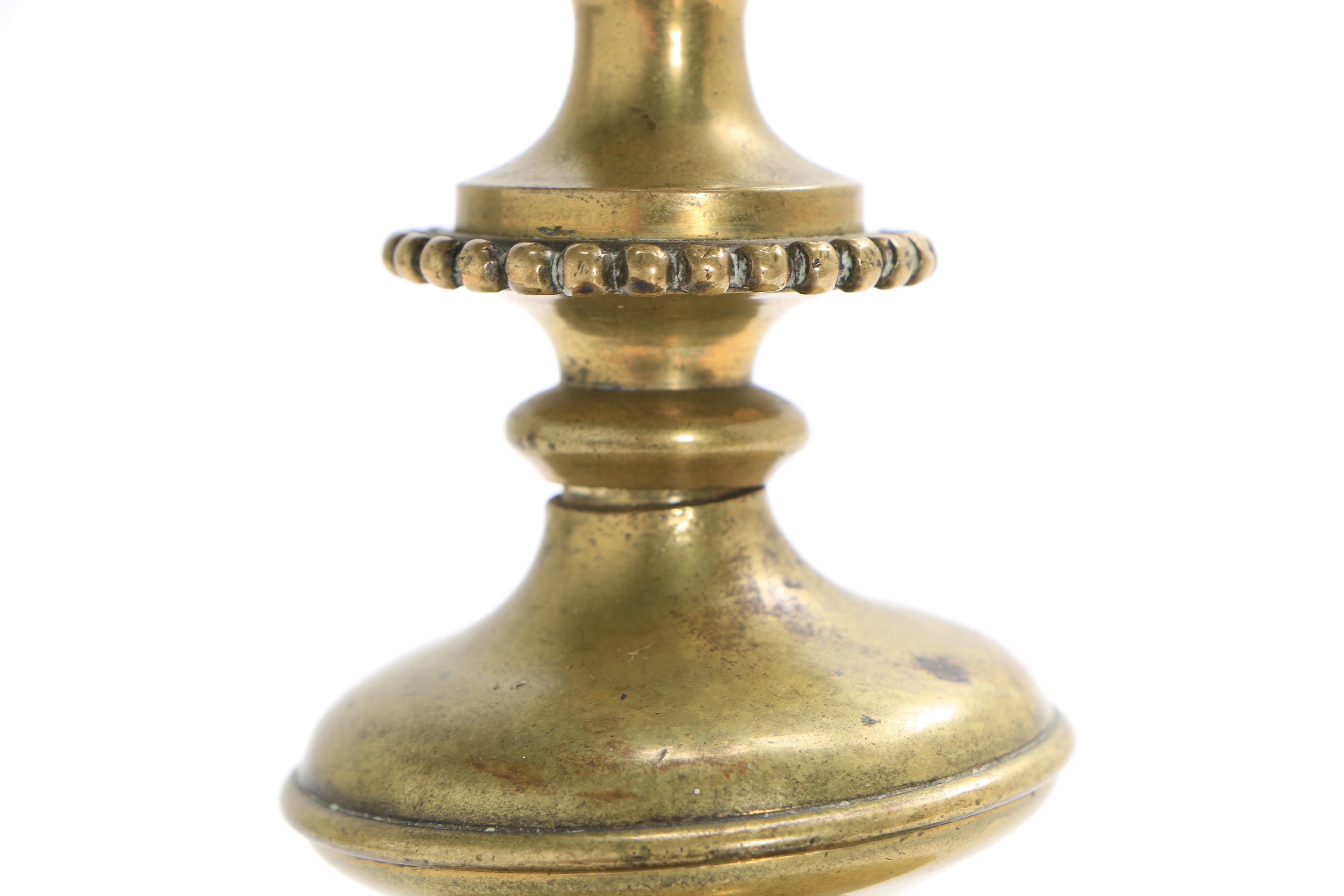 Vintage Brass Candelabra with Marble Pedestal Base