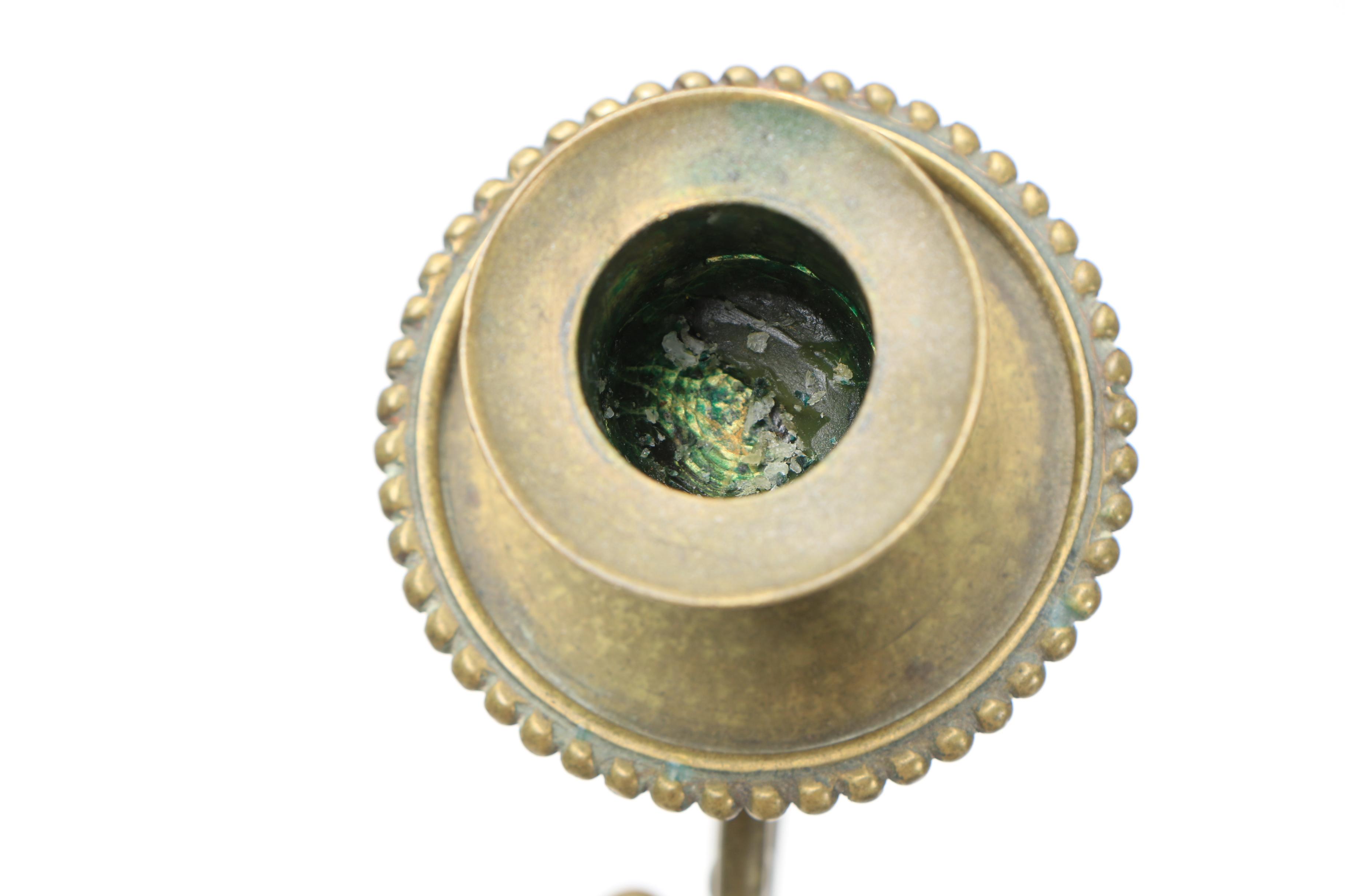 Vintage Brass Candelabra with Marble Pedestal Base