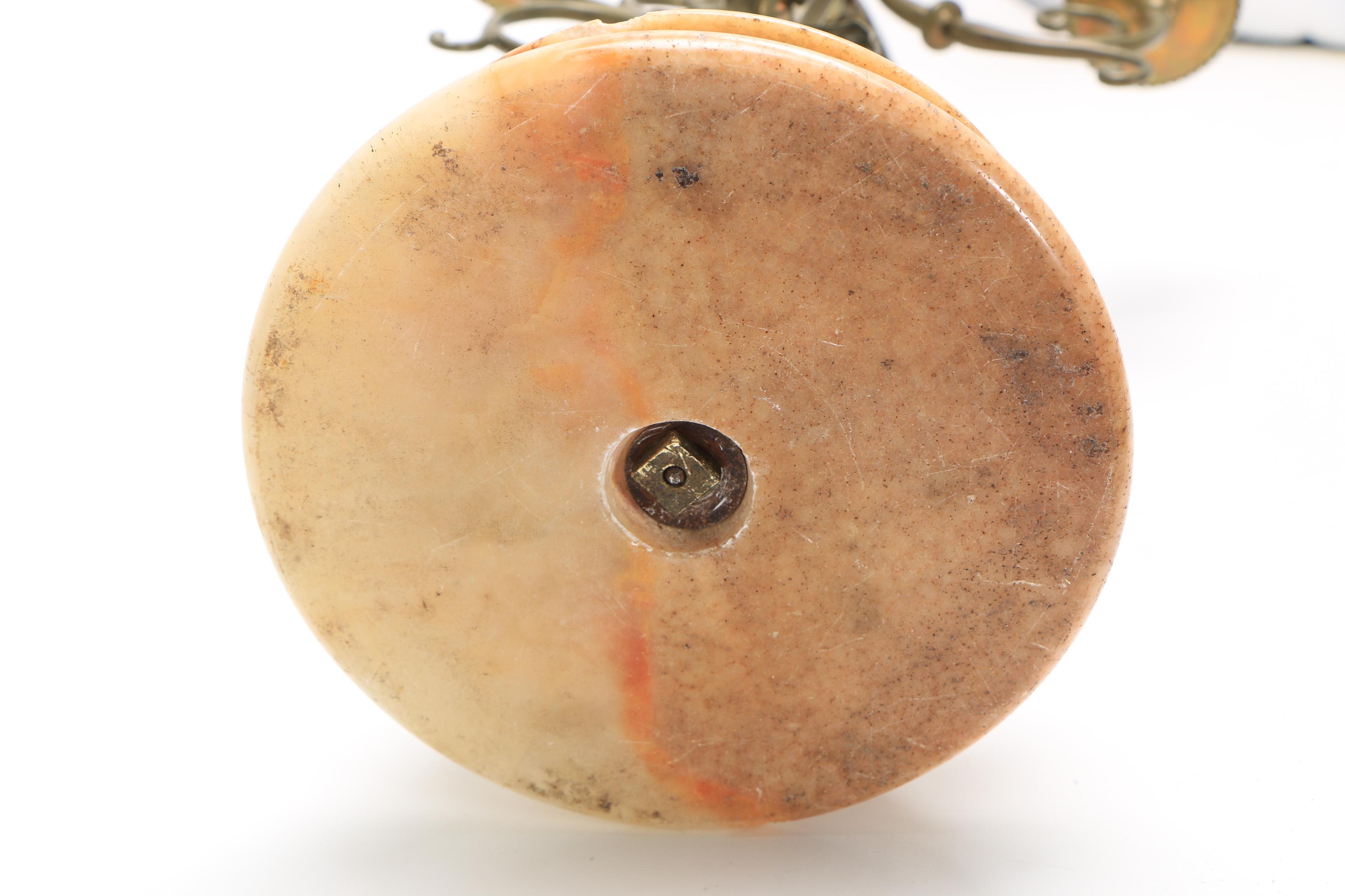 Vintage Brass Candelabra with Marble Pedestal Base