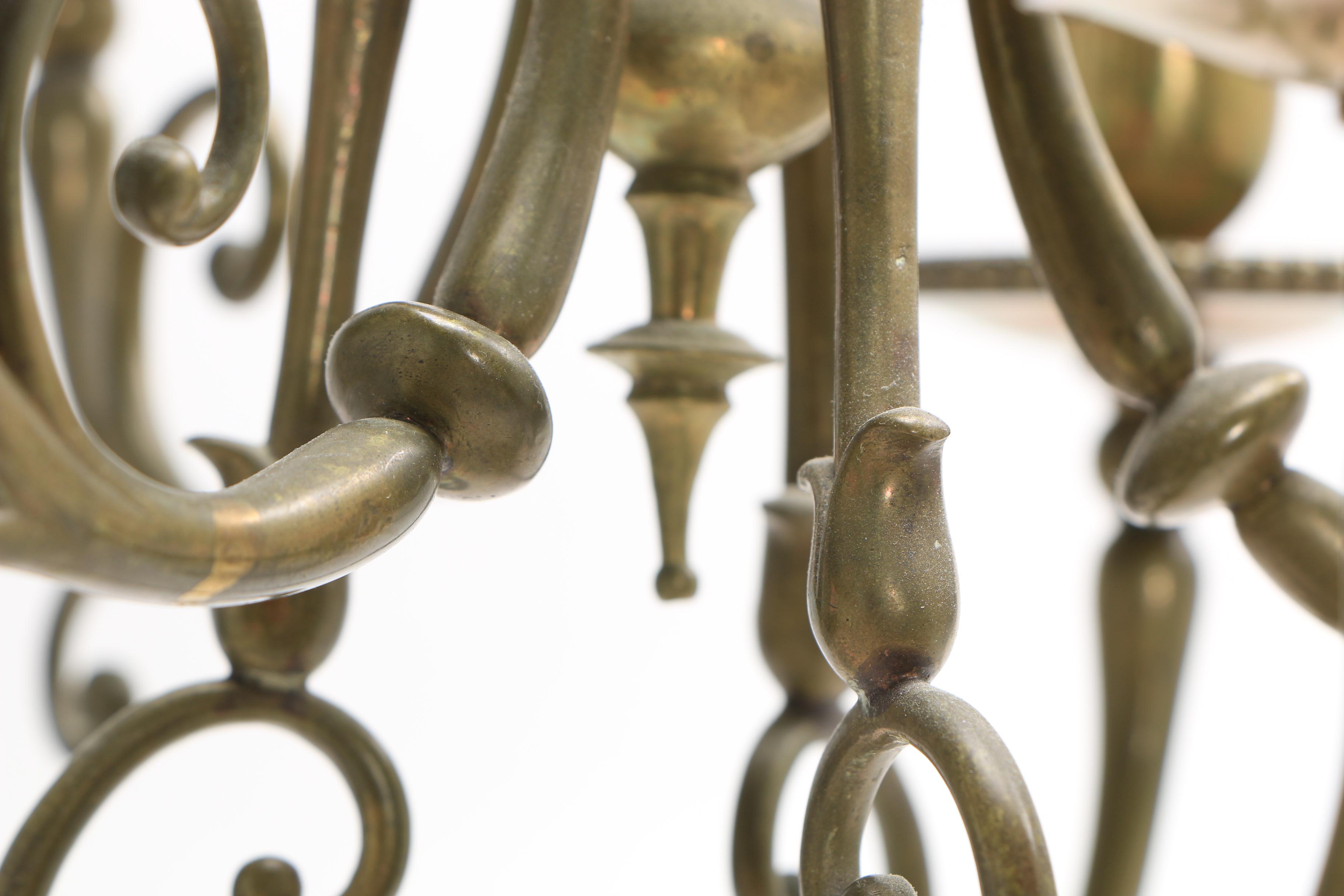 Vintage Brass Candelabra with Marble Pedestal Base