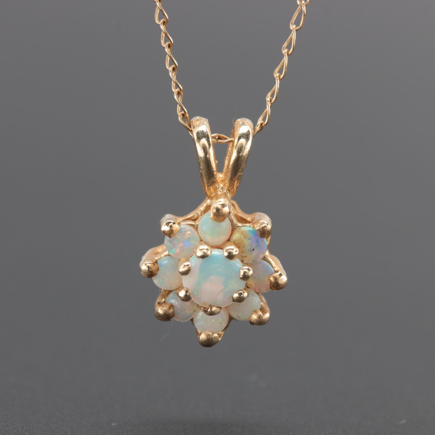 14K Yellow Gold Opal Necklace