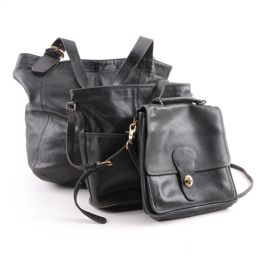 Vintage Coach Black Leather Handbags