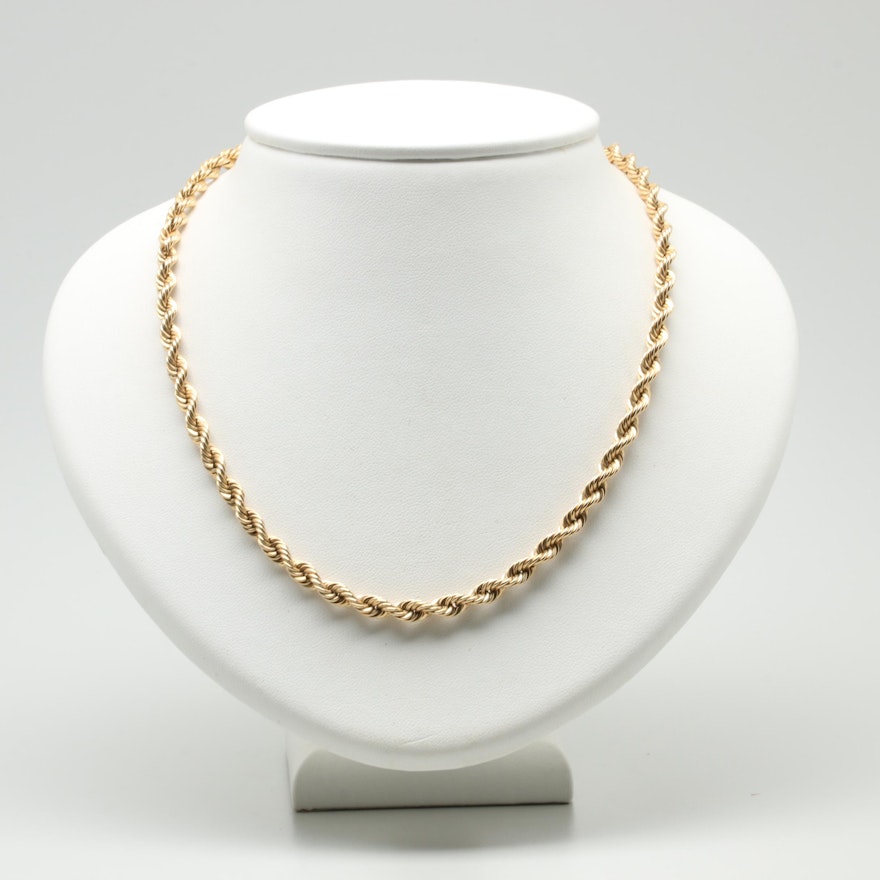 14K Yellow Gold Rope Link Necklace