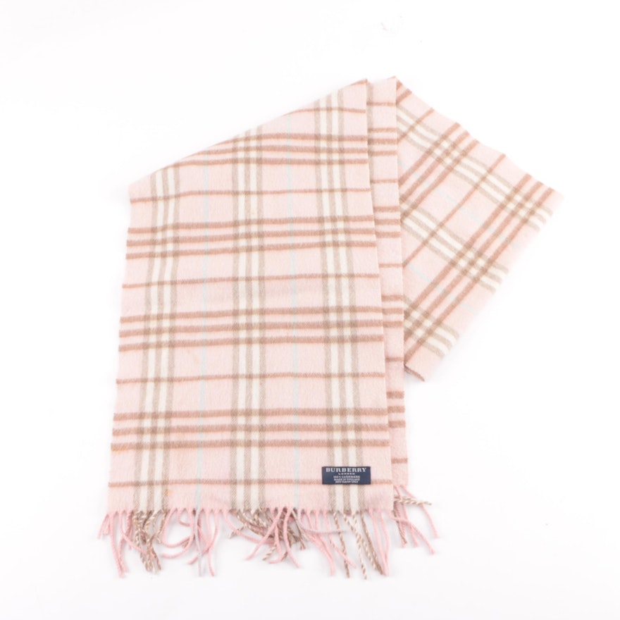 Burberry Pink “Nova Check” Cashmere Scarf