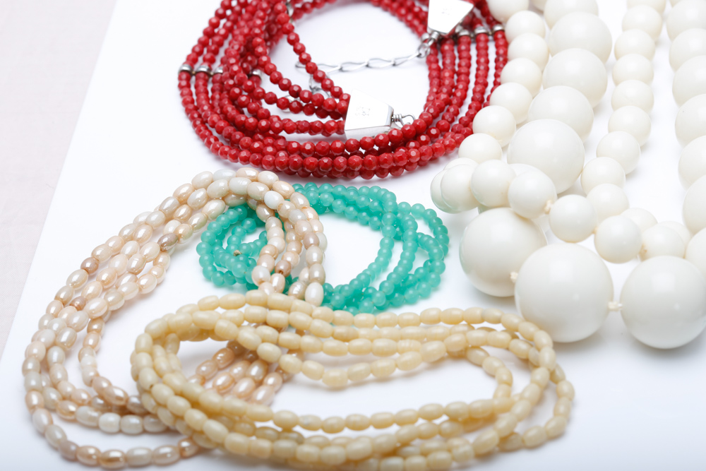 Beaded Necklace Collection Including Sterling Silver, Jasper and More