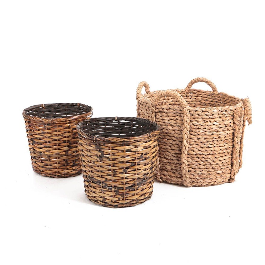 Woven Rattan and Raffia Storage Baskets