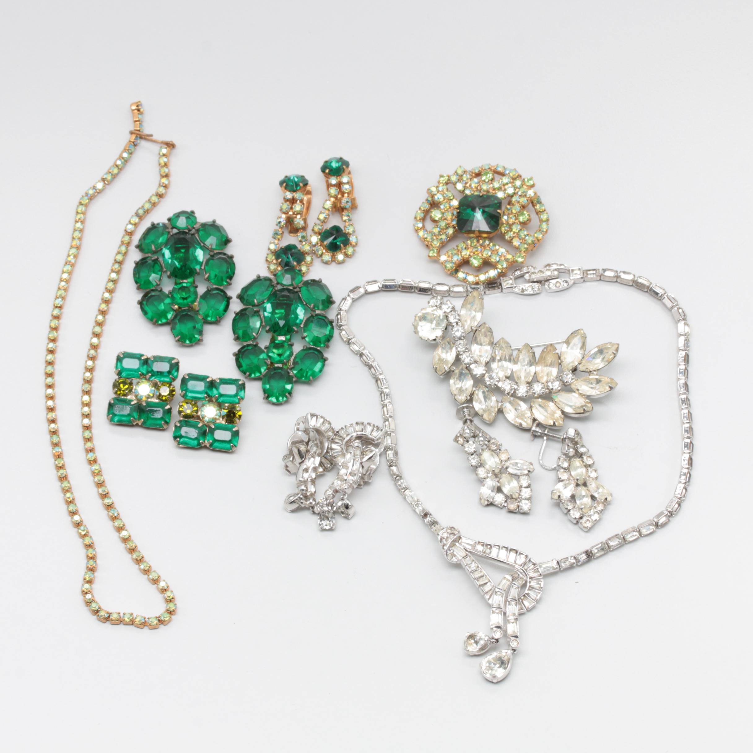 Vintage Jewelry Assortment Including Mazer Bros and Glass