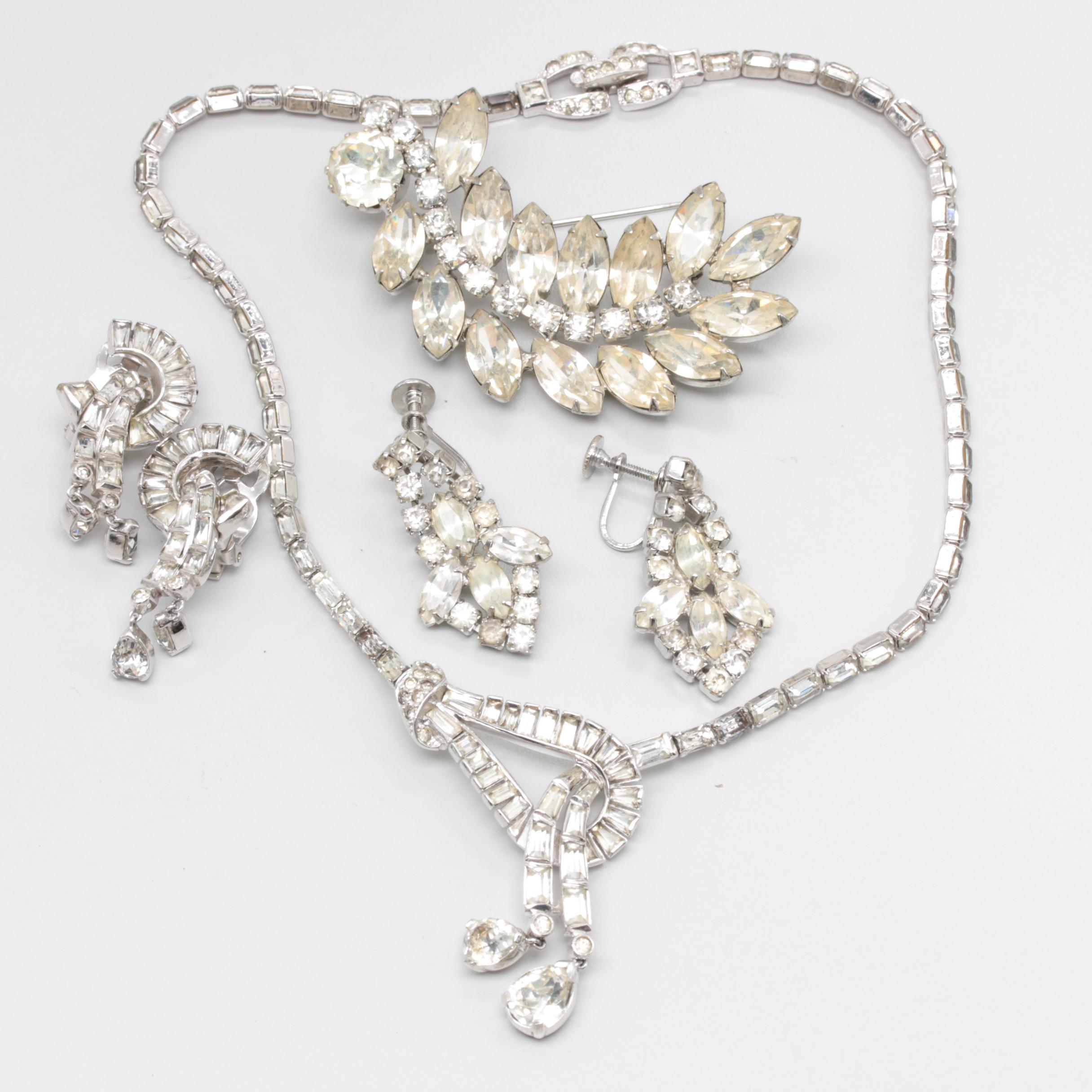 Vintage Jewelry Assortment Including Mazer Bros and Glass