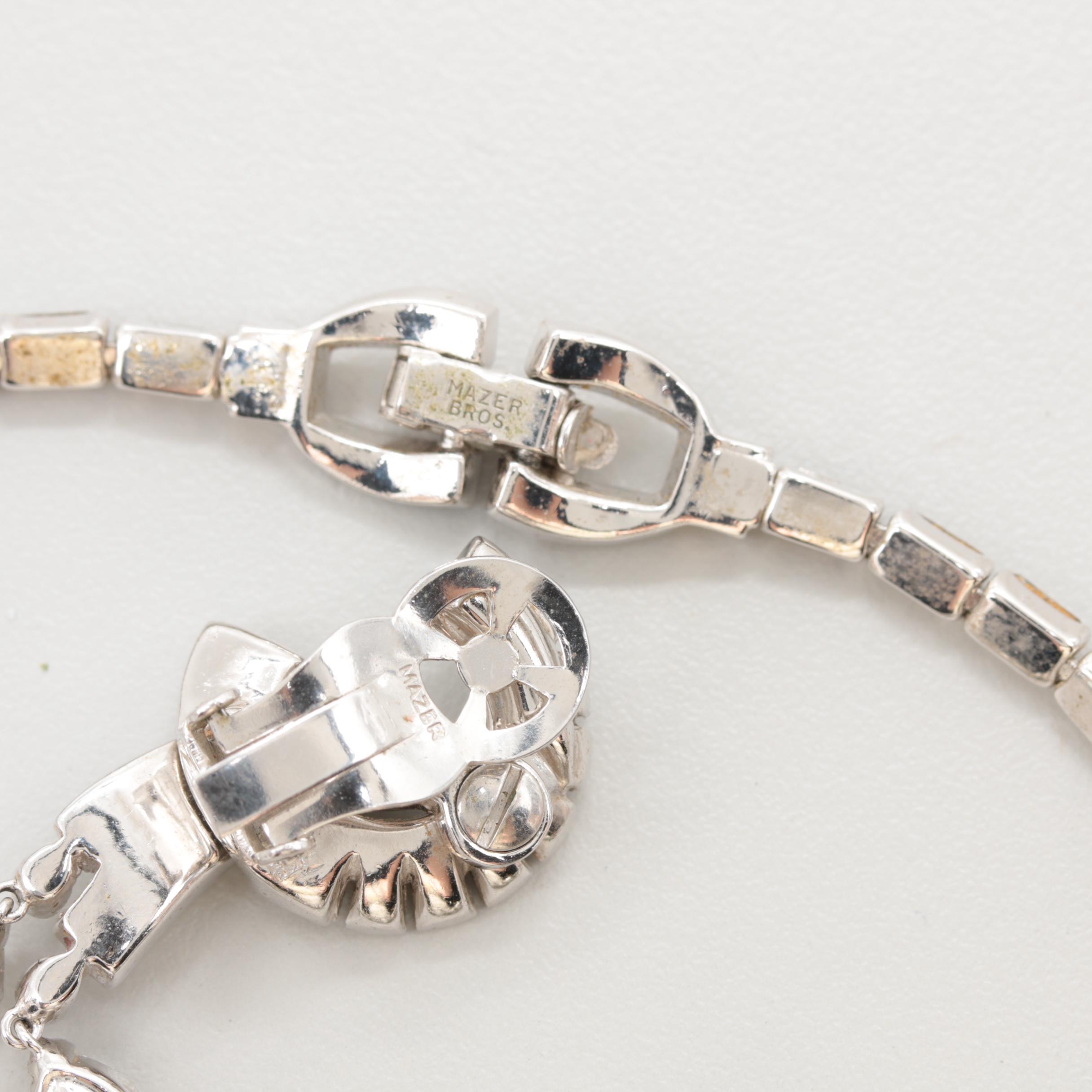 Vintage Jewelry Assortment Including Mazer Bros and Glass