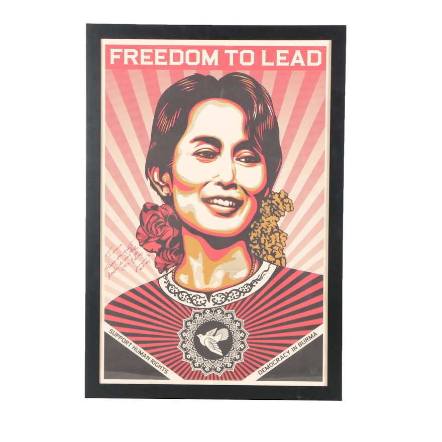 Shepard Fairey Offset Print "Freedom to Lead"