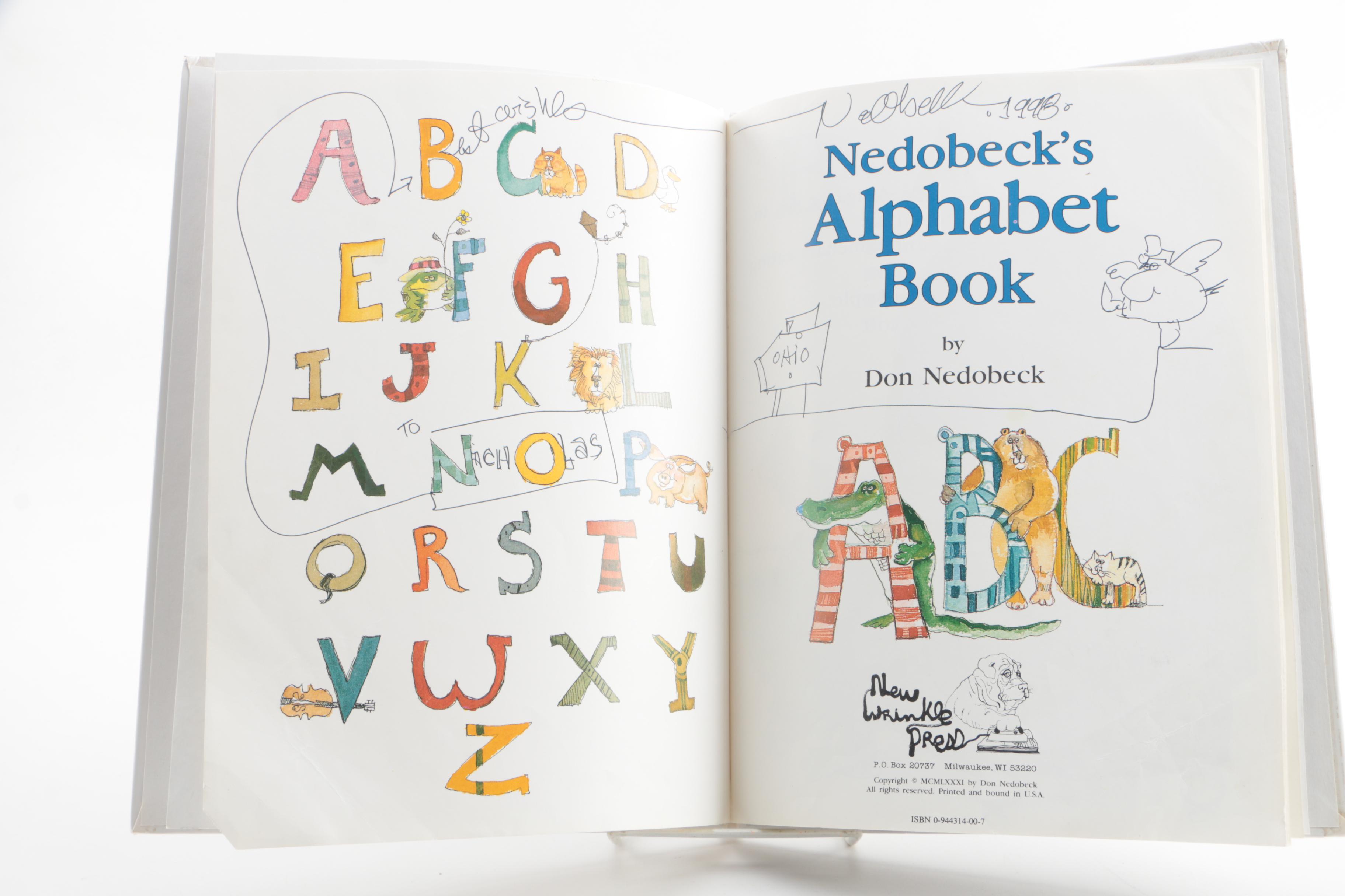Don Nedobeck Drawing and Signed "Nedobeck's Alphabet Book"