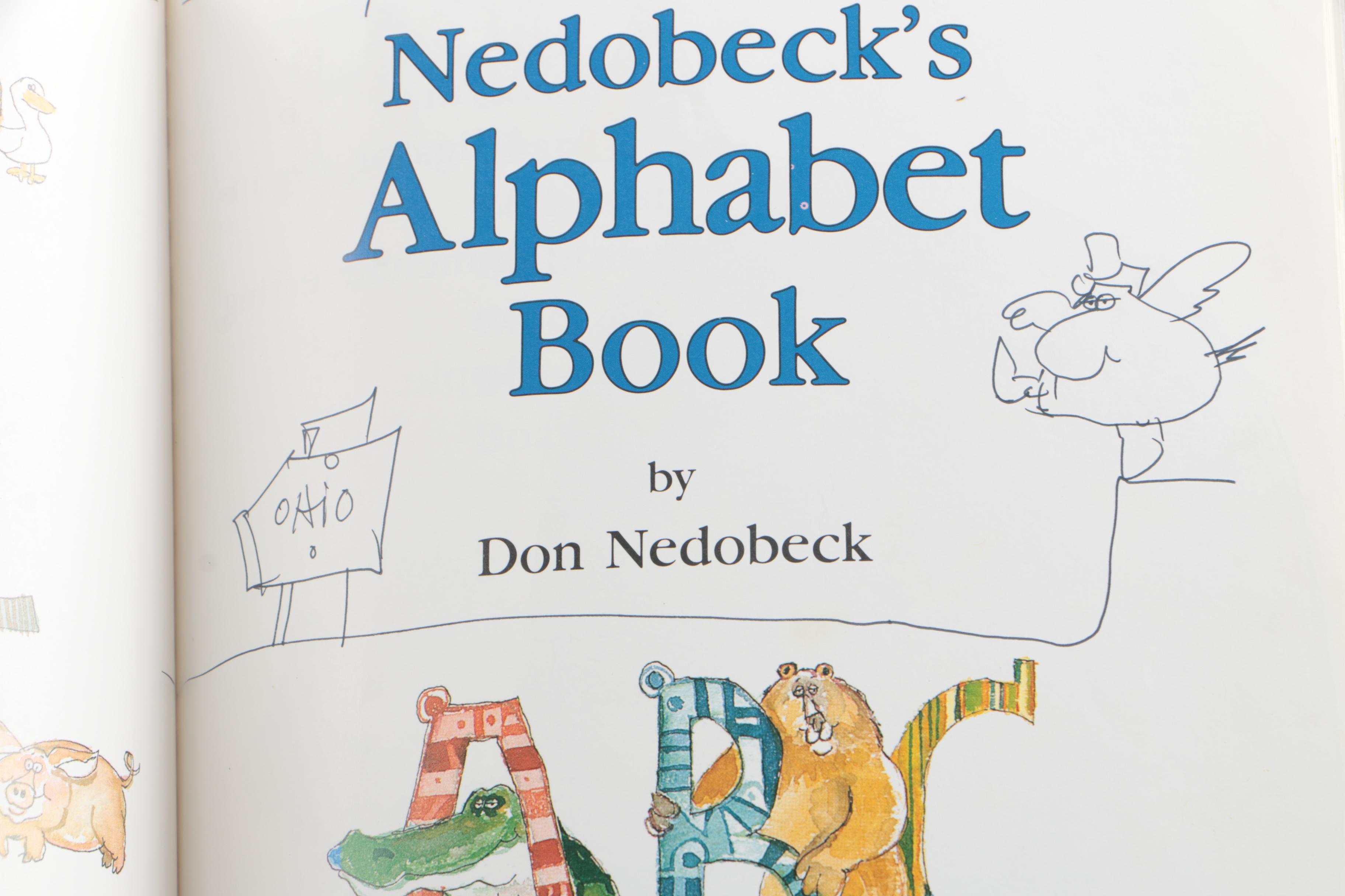 Don Nedobeck Drawing and Signed "Nedobeck's Alphabet Book"