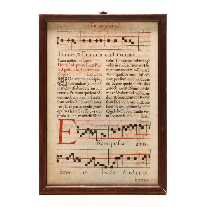 Antique Leaf from Antiphonal Book of Song