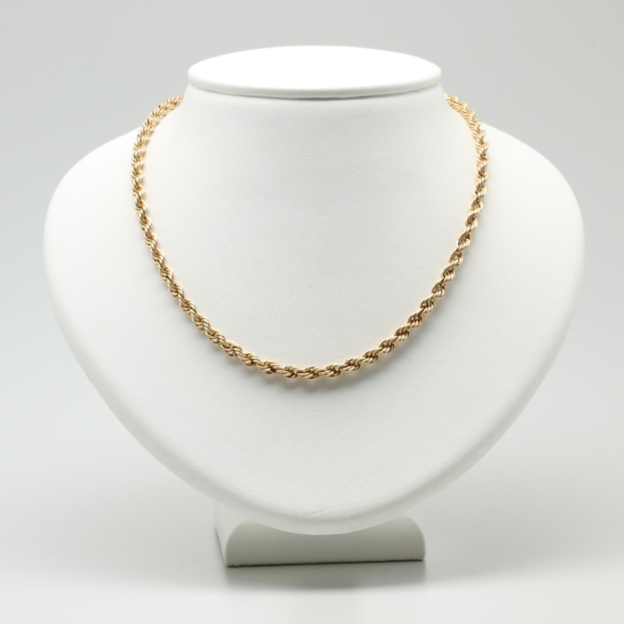 14K Yellow Gold Rope Link Necklace